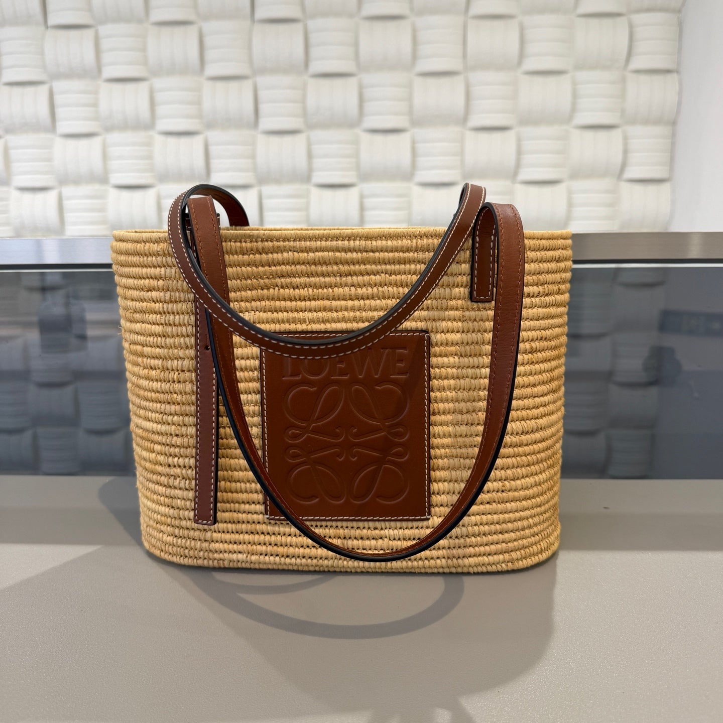 Loewe - Anagram Woven Tote Bag - Wicker and Leather - Beige - (Small)