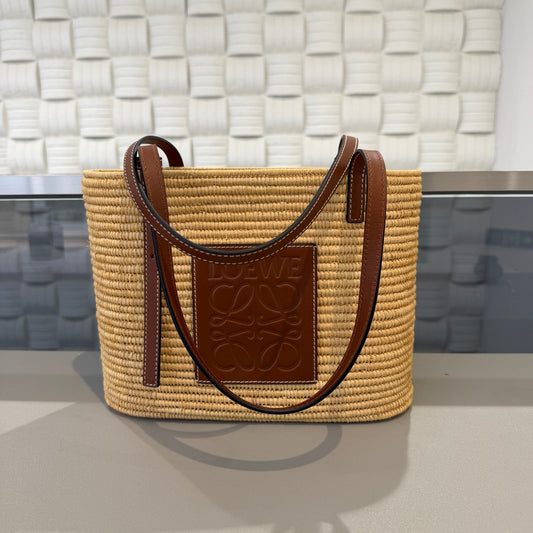 Loewe - Anagram Woven Tote Bag - Wicker and Leather - Beige - (Small)