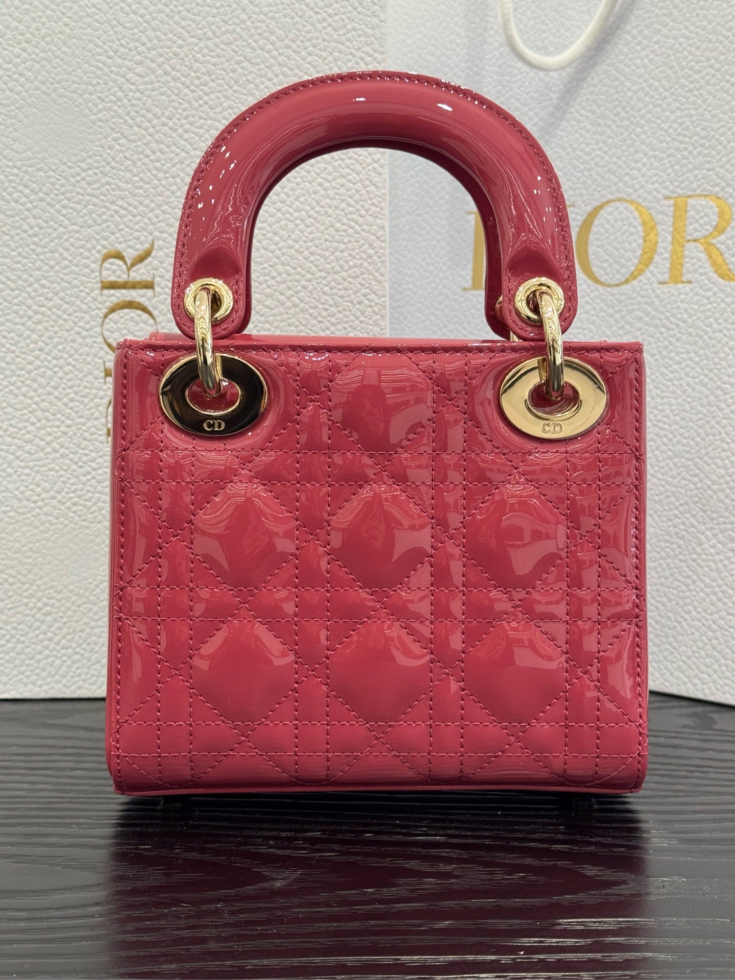 Dior - Lady Dior Mini - Patent leather - Pink - (mini)