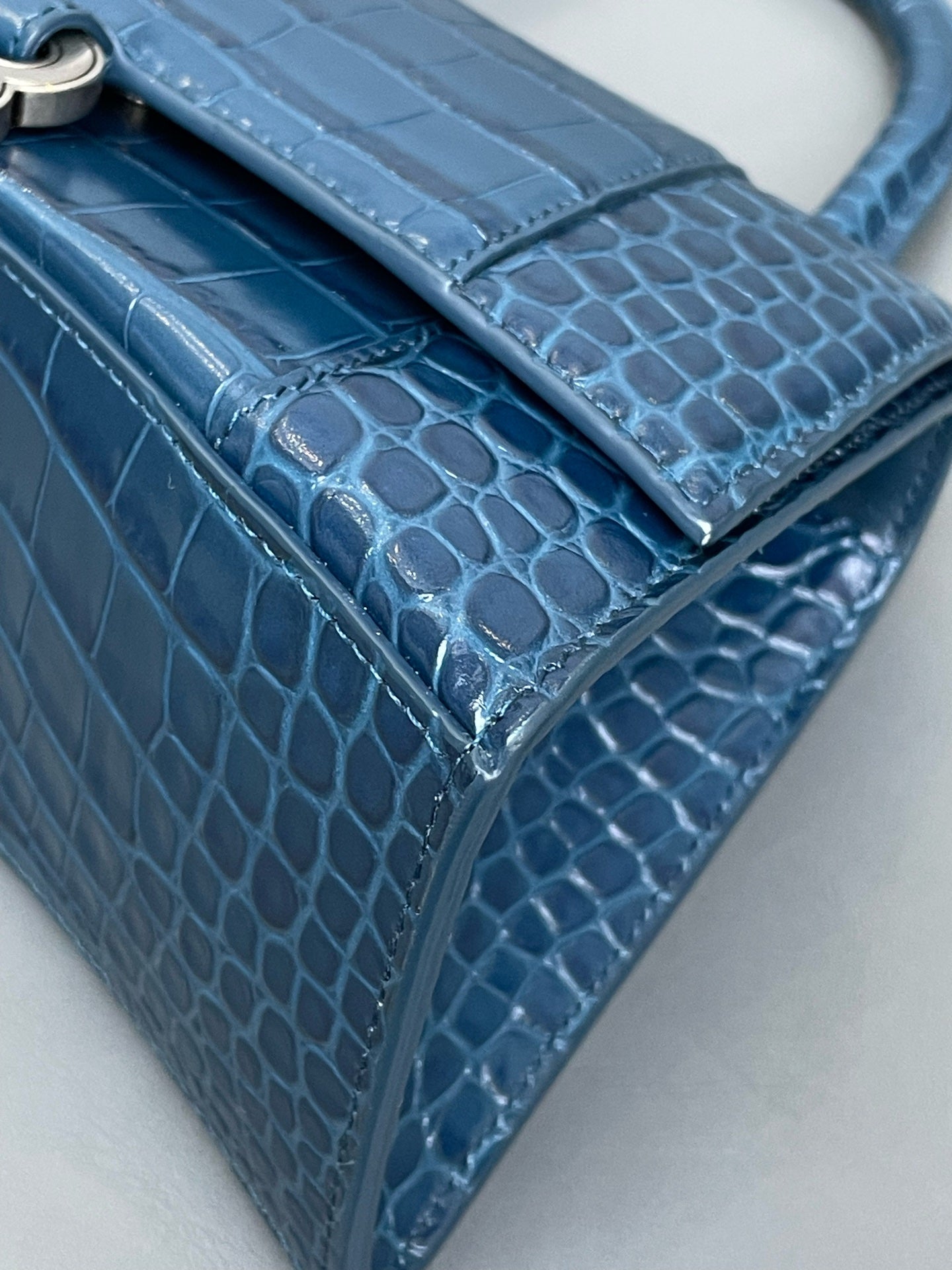 Balenciaga - Hourglass XS - Leather - Midnight Blue with Silver-Tone Hardware - (small)