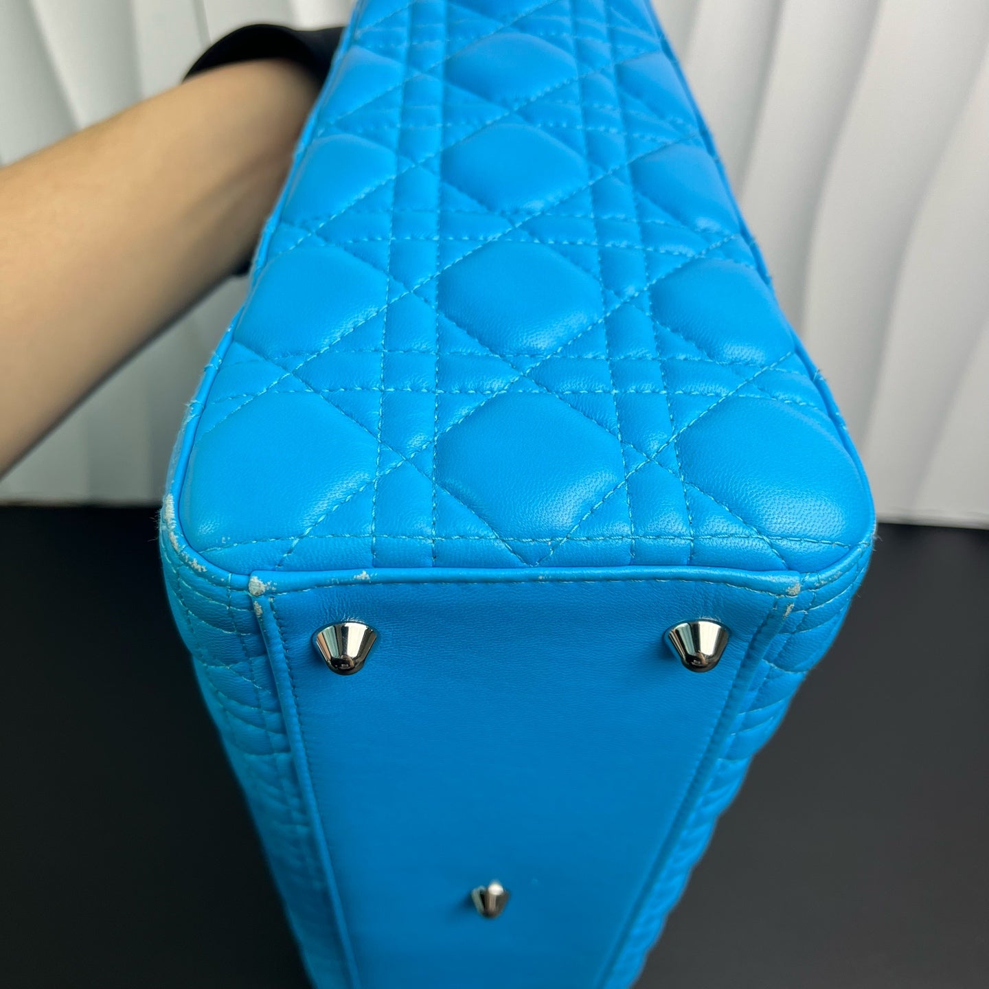 Dior - Lady Dior - Lambskin leather - Blue with Silver-Tone Hardware - (Large)