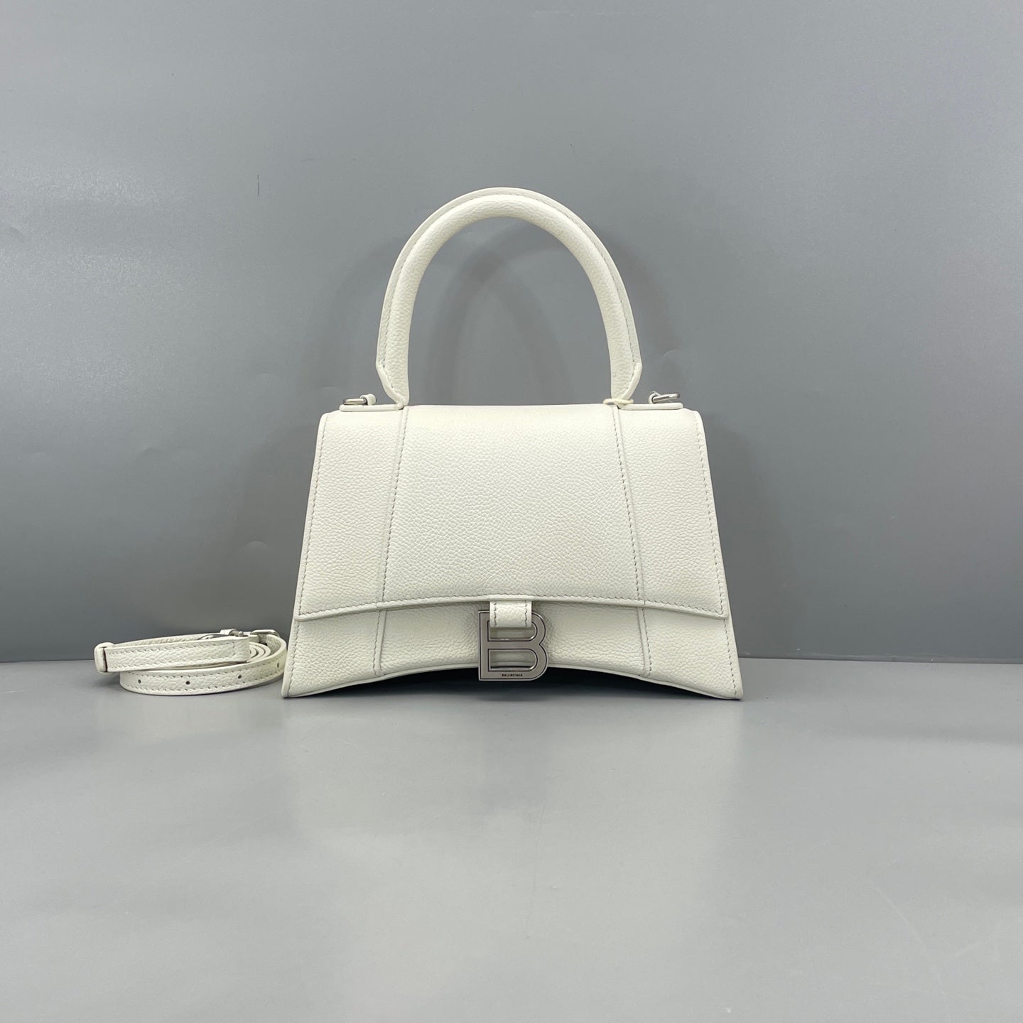 Balenciaga - Hourglass Top Handle Bag - Grained leather - White - (small)