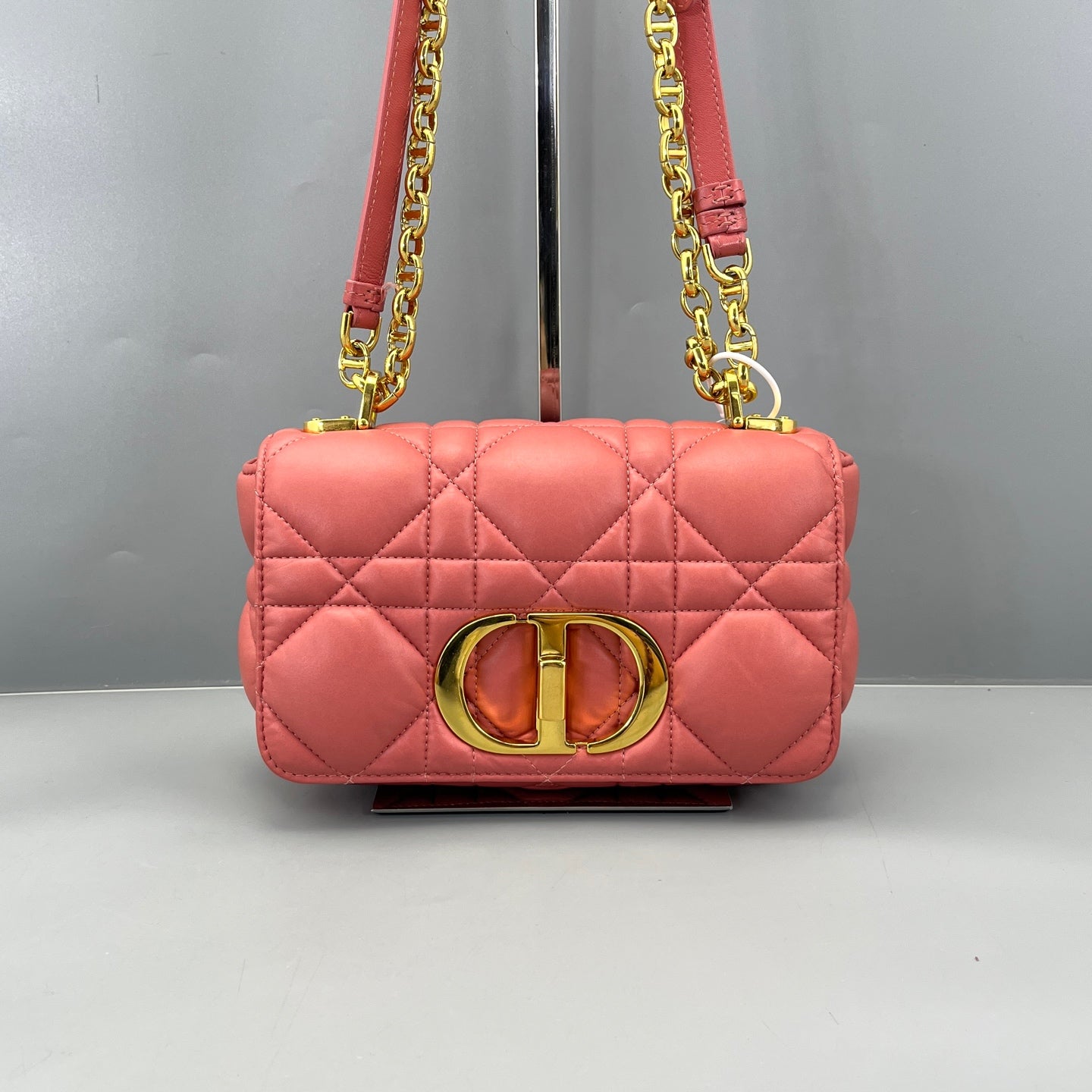 Dior - Caro Puff Chain Bag - Calfskin leather - Coral Pink with Gold-Tone Hardware - (mini)