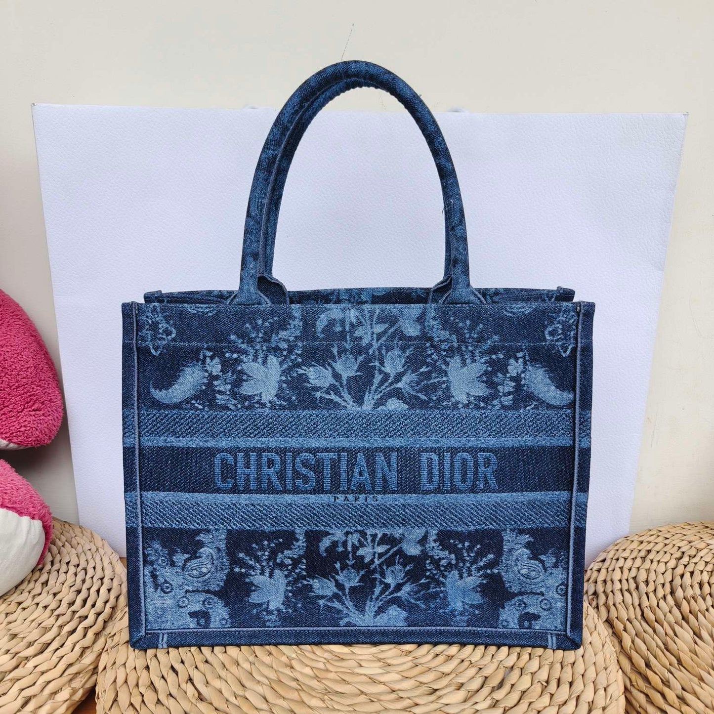 Dior - Book Tote - Denim with embroidery - Blue - (Medium)