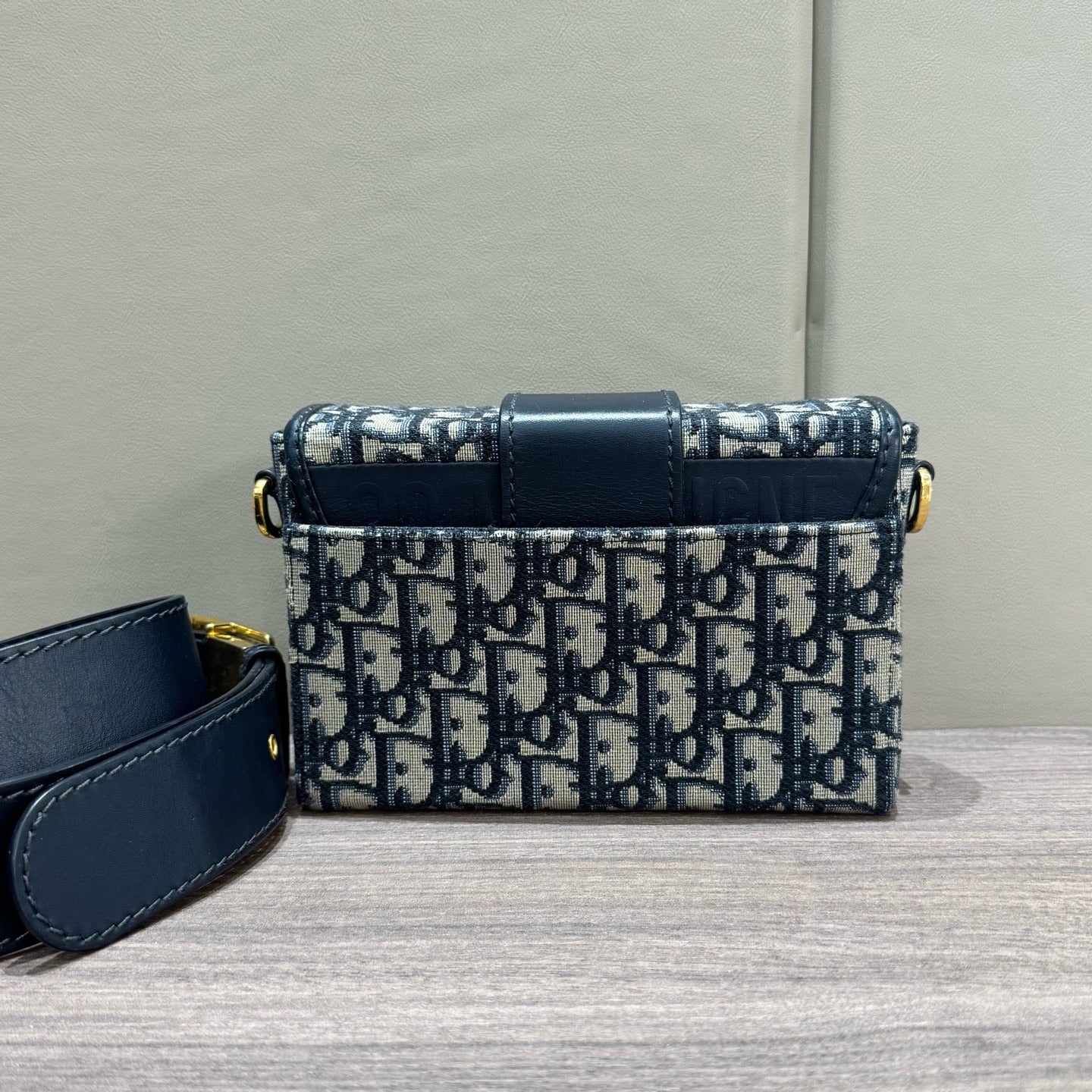 Dior - Montaigne Box Bag - Oblique canvas with leather trim - Blue - (mini)
