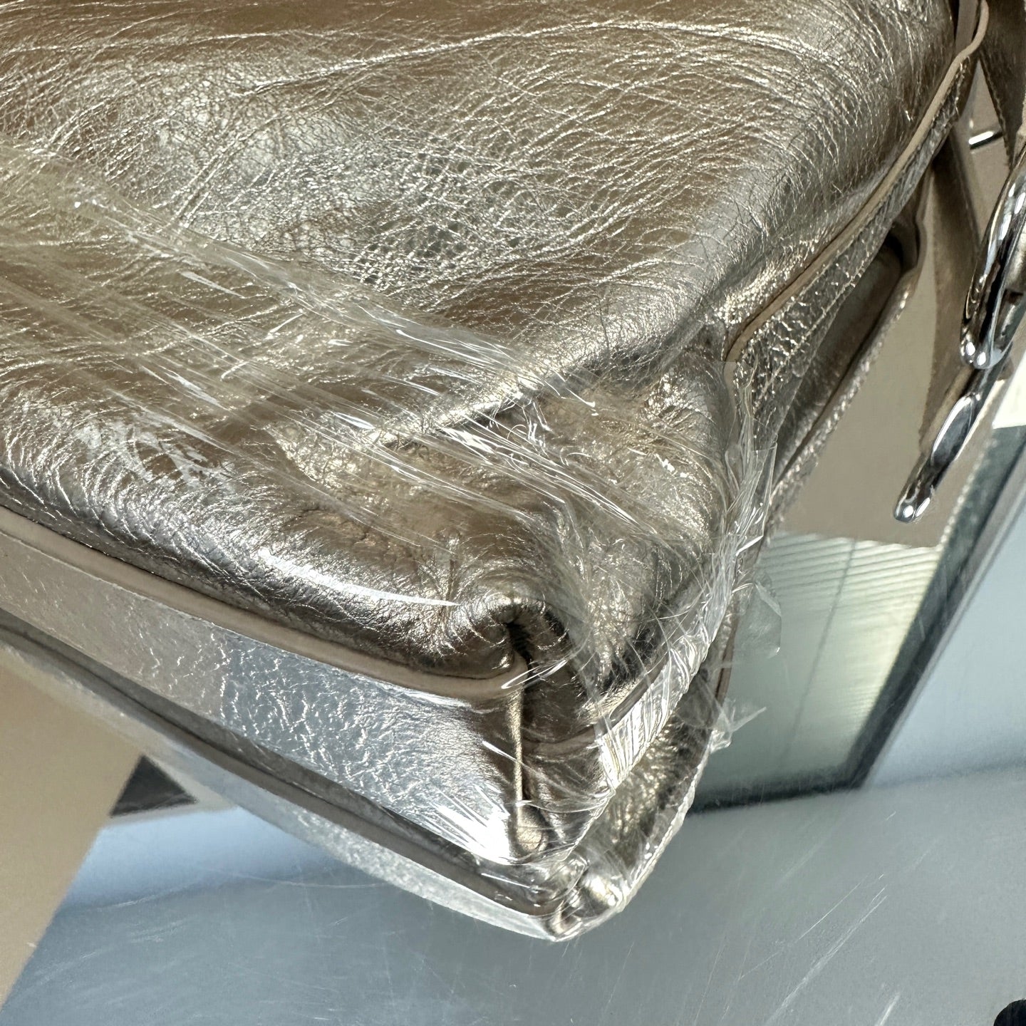 Givenchy - Voyou Crossbody Bag - Distressed metallic calfskin leather (Exterior), Canvas (Interior) - Metallic Silver - (Medium)