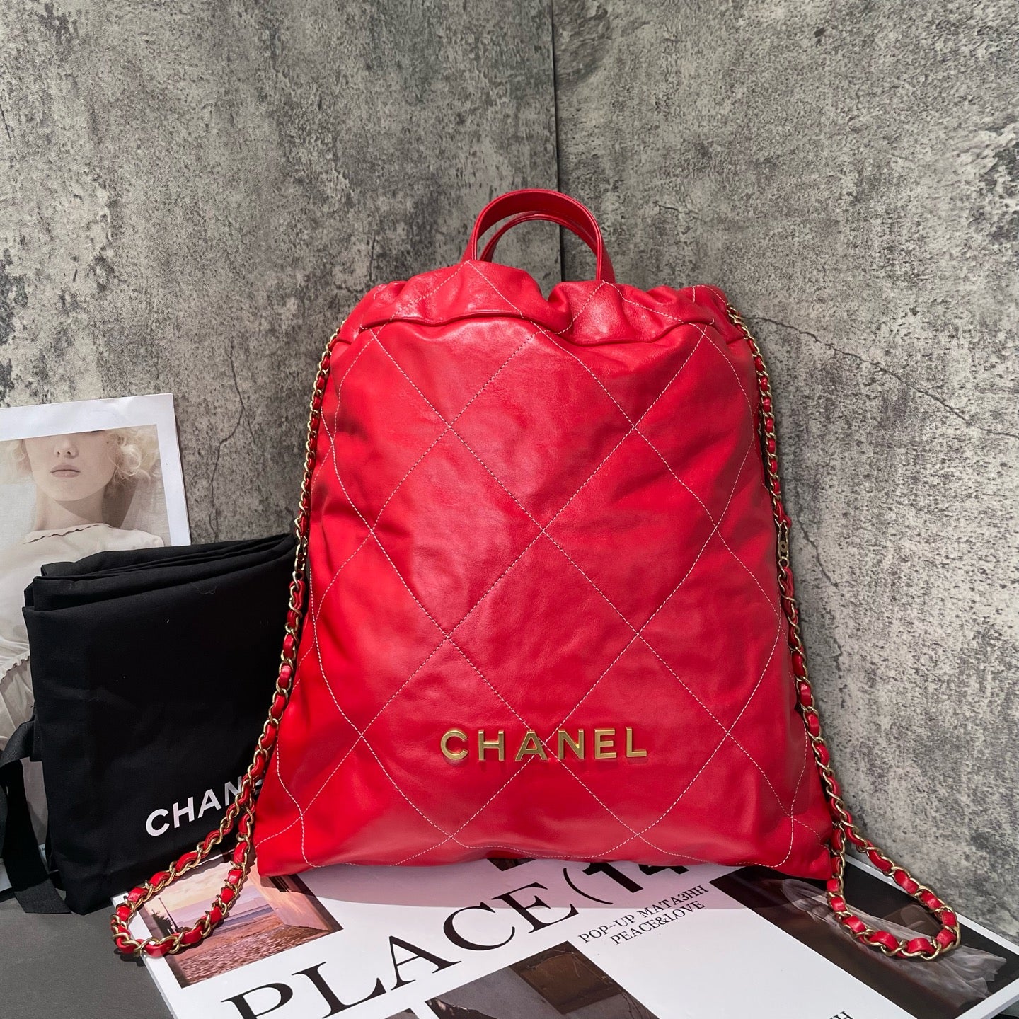 Chanel - 22 Bag Backpack - Calfskin leather - Red - (Large)