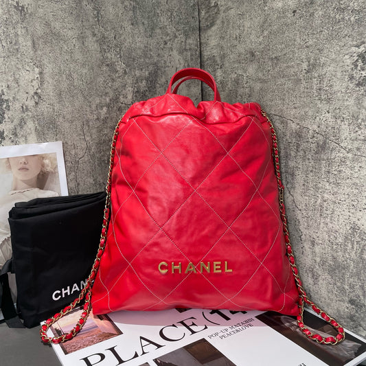 Chanel - 22 Bag Backpack - Calfskin leather - Red - (Large)