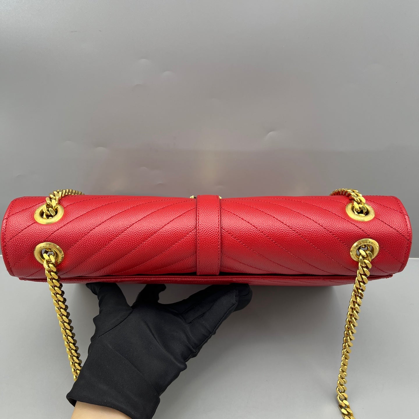 Saint Laurent - Envelope Chain Bag - Caviar leather - Red - (Large)