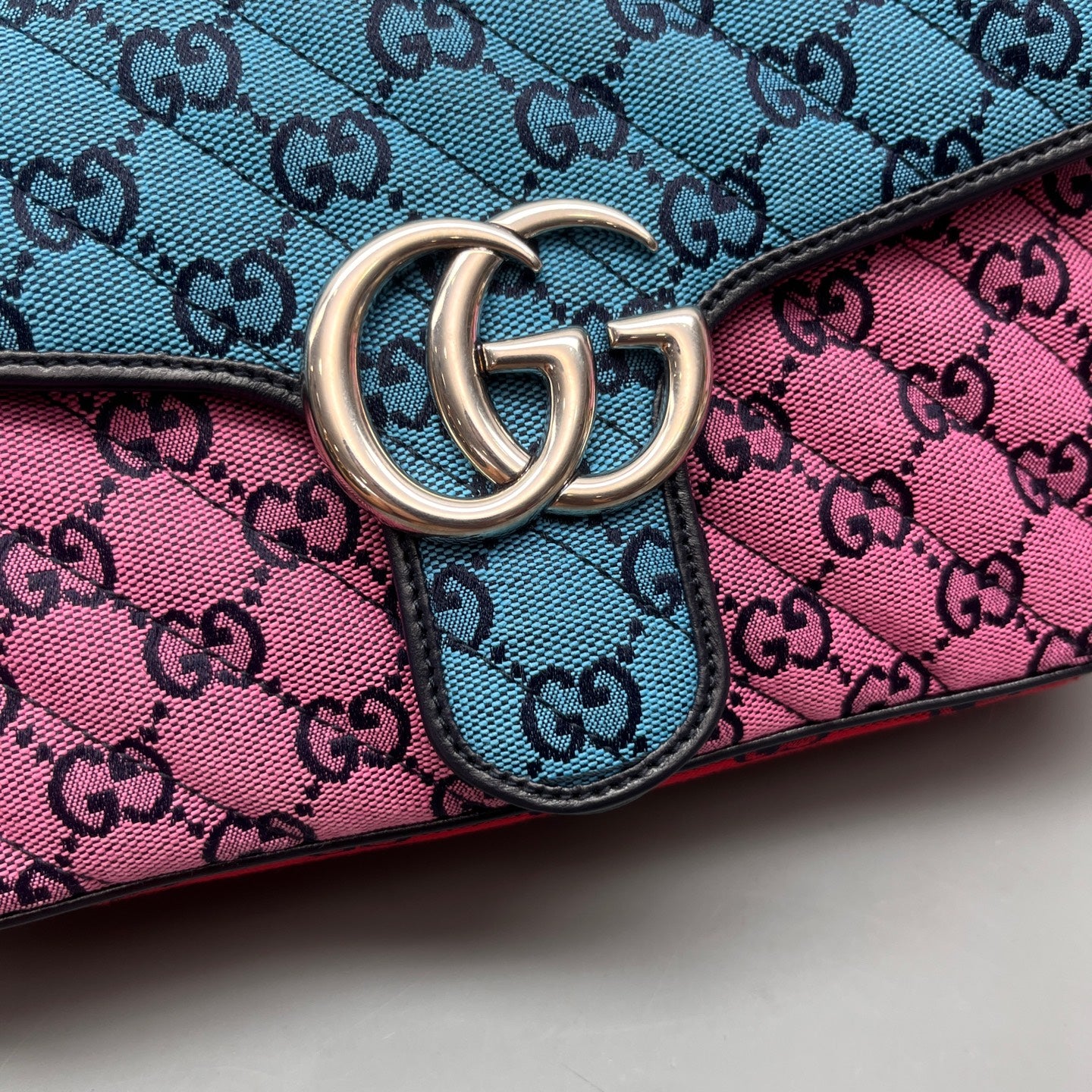 Gucci - GG Marmont Multicolour Quilted Canvas Chain Bag - Canvas with leather trim - Multicolour - (Medium)
