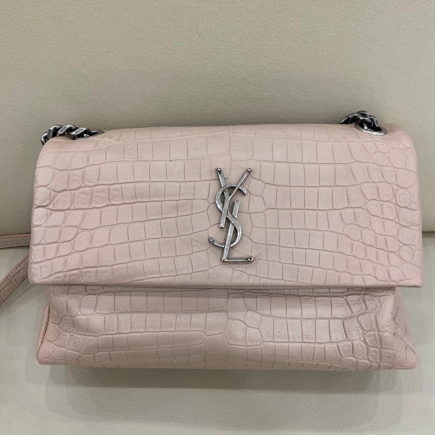 Saint Laurent - Hollywood Series Flap Bag - Crocodile embossed leather - Pink - (Medium)