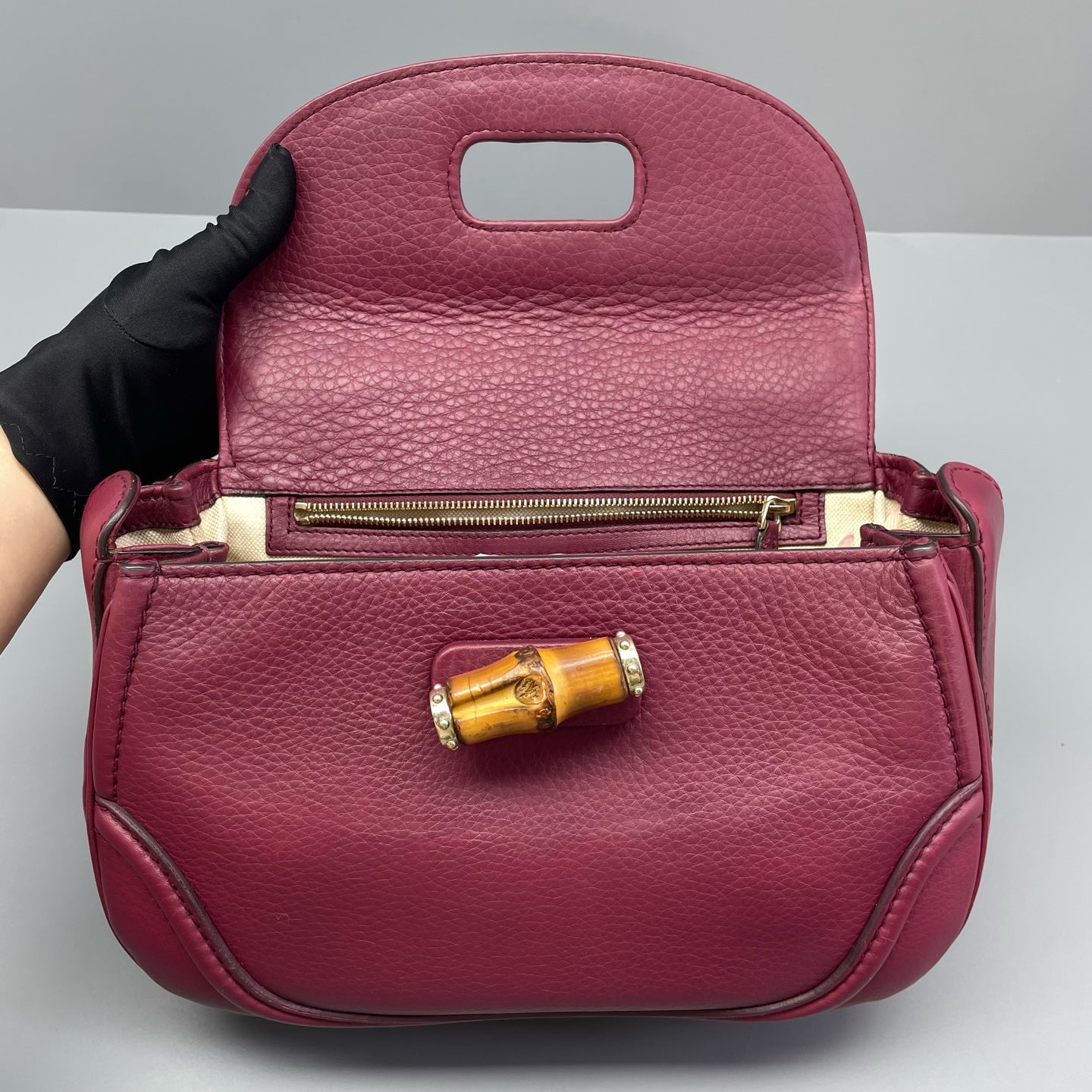Gucci - Bamboo Top Handle Bag - Leather - Burgundy - (mini)