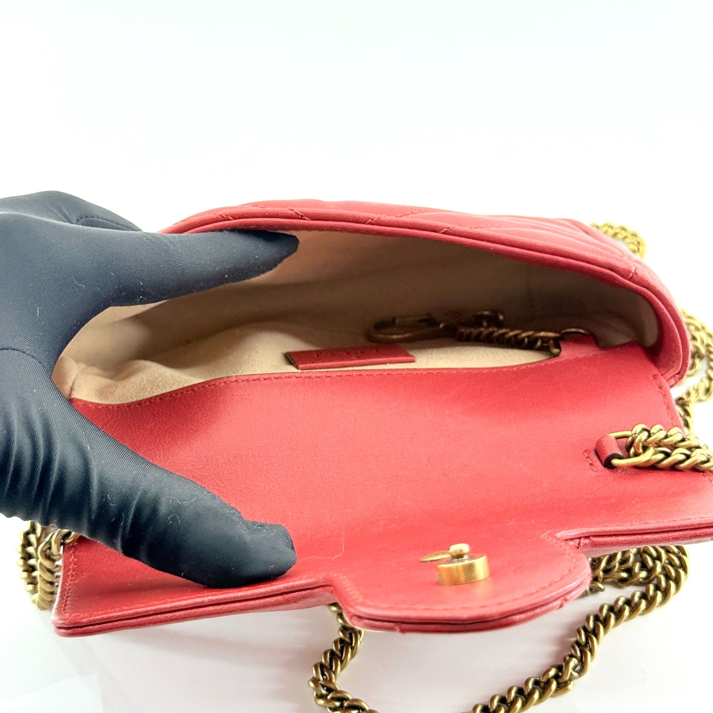 Gucci - Marmont Mini Chain Bag - Leather - Red - (mini)