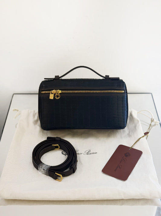 Loro Piana - L19 EXTRAPOCKET - Woven cowhide leather - Black - (mini)