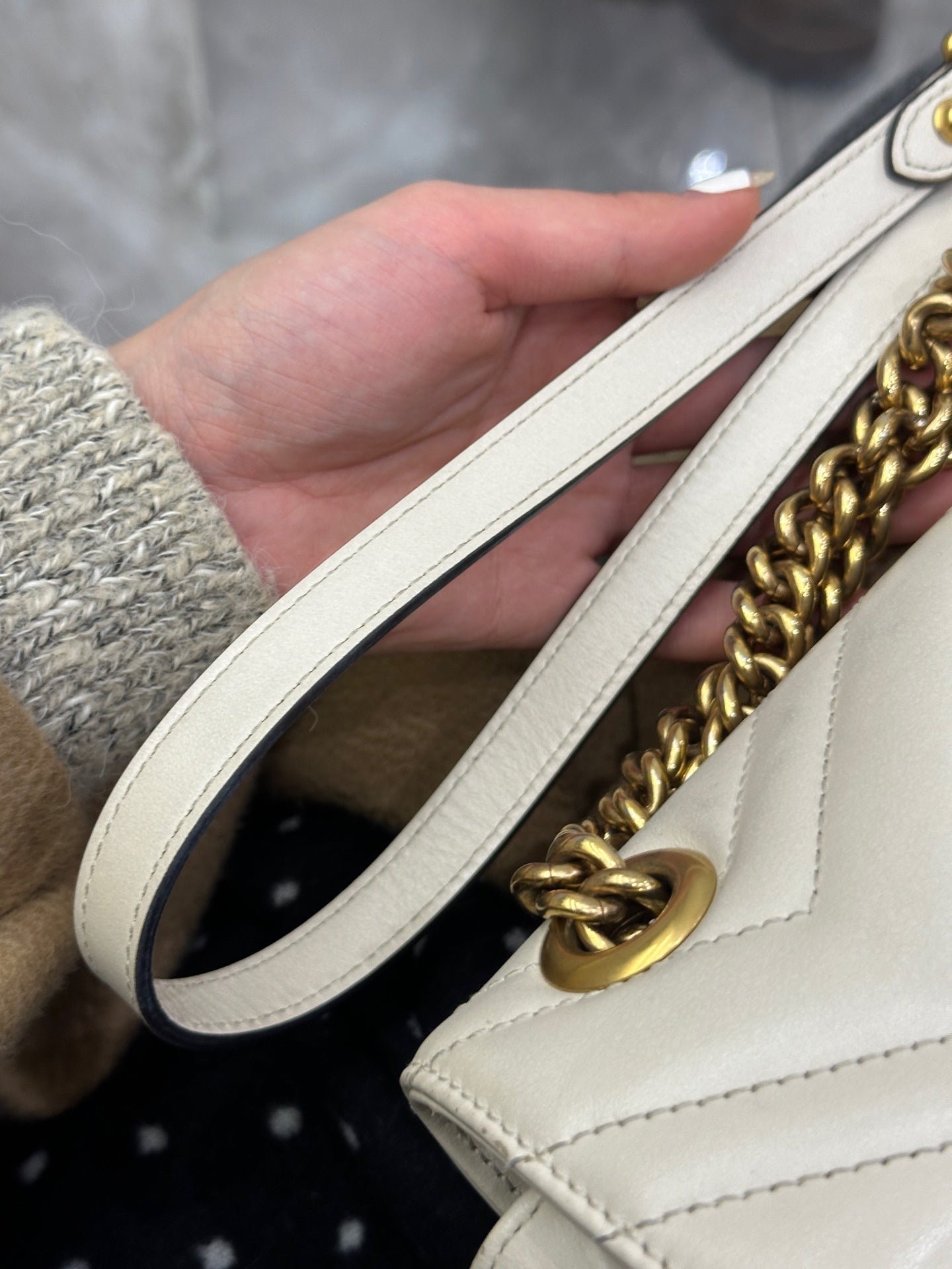 Gucci - GG Marmont Mini Flap Bag - Leather - White - (mini)