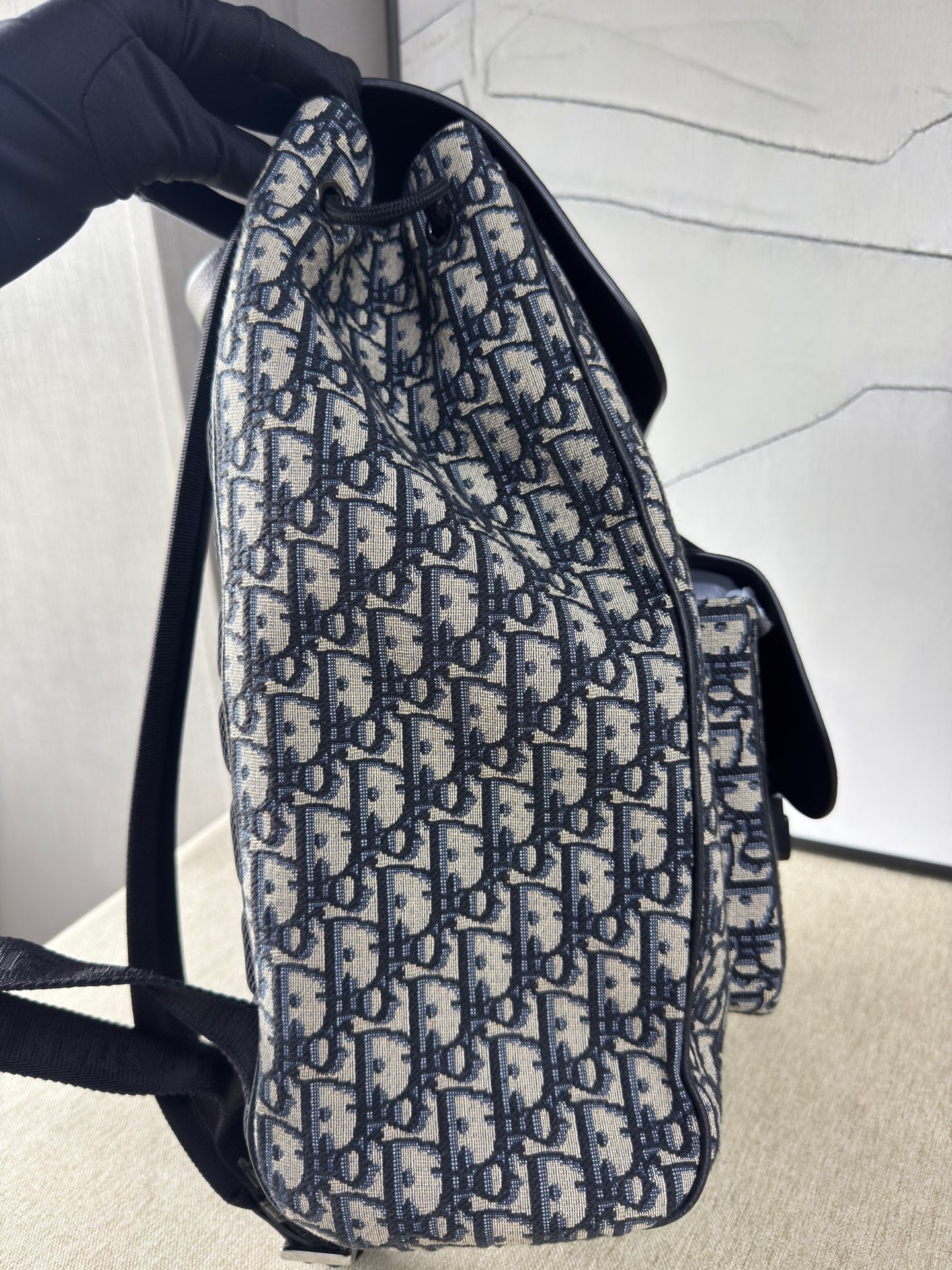 Dior - Rider Backpack - Embroidered canvas and grained leather - Blue - (medium)