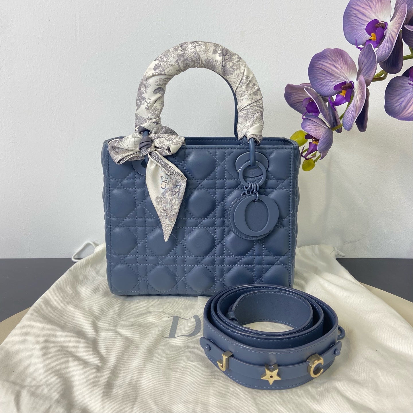 Dior - Lady Dior - Matte Calfskin Leather - Hazy Blue - (Small)