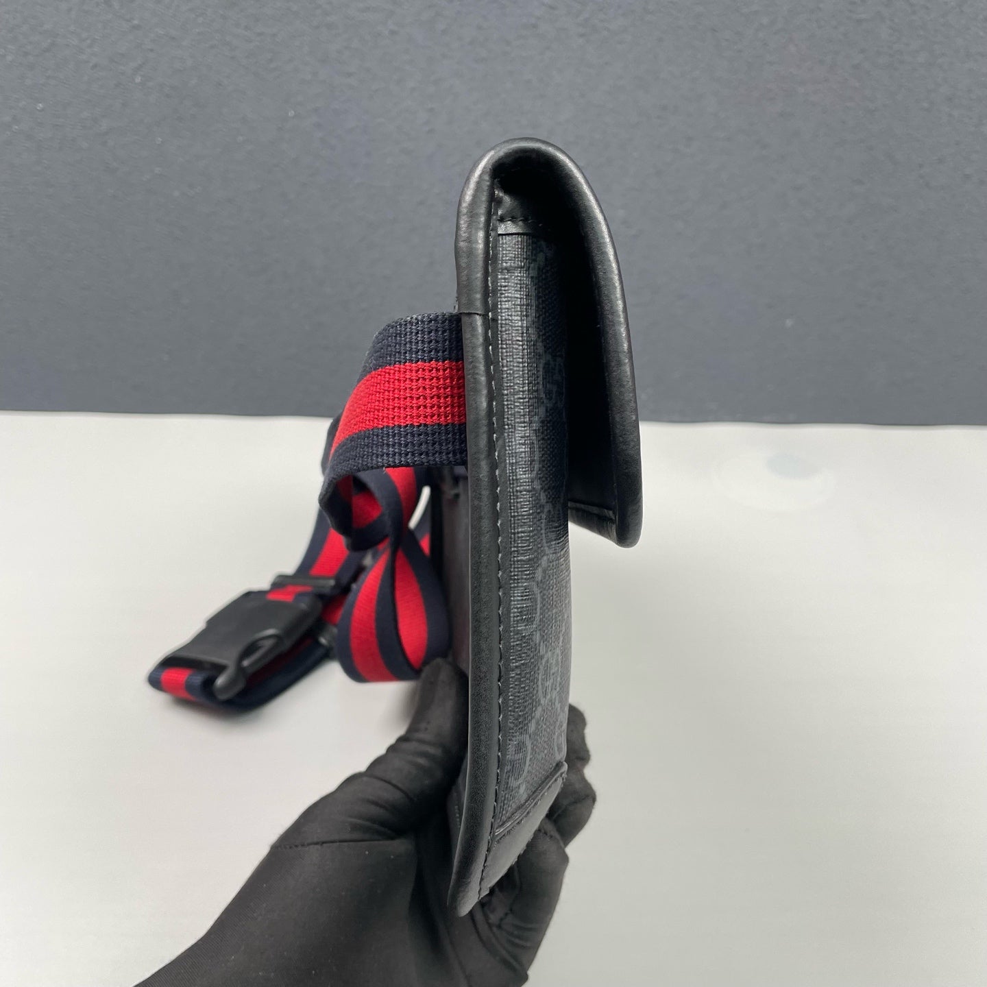 Gucci - GG Supreme Belt Bag - Coated canvas with leather trim - Black - (small)
