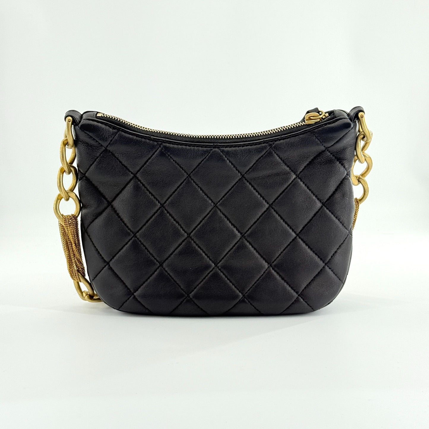 Chanel - 23A Tassel Chain Hobo Bag - Lambskin leather - Black - (mini)