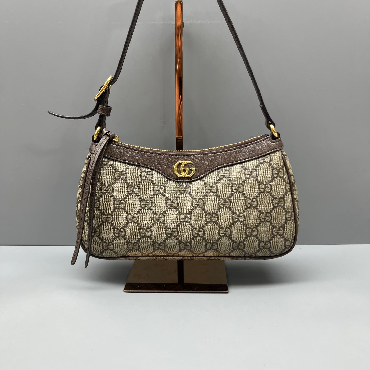 Gucci - Ophidia Series Shoulder Bag - GG Supreme canvas with leather trim - Brown - (small)