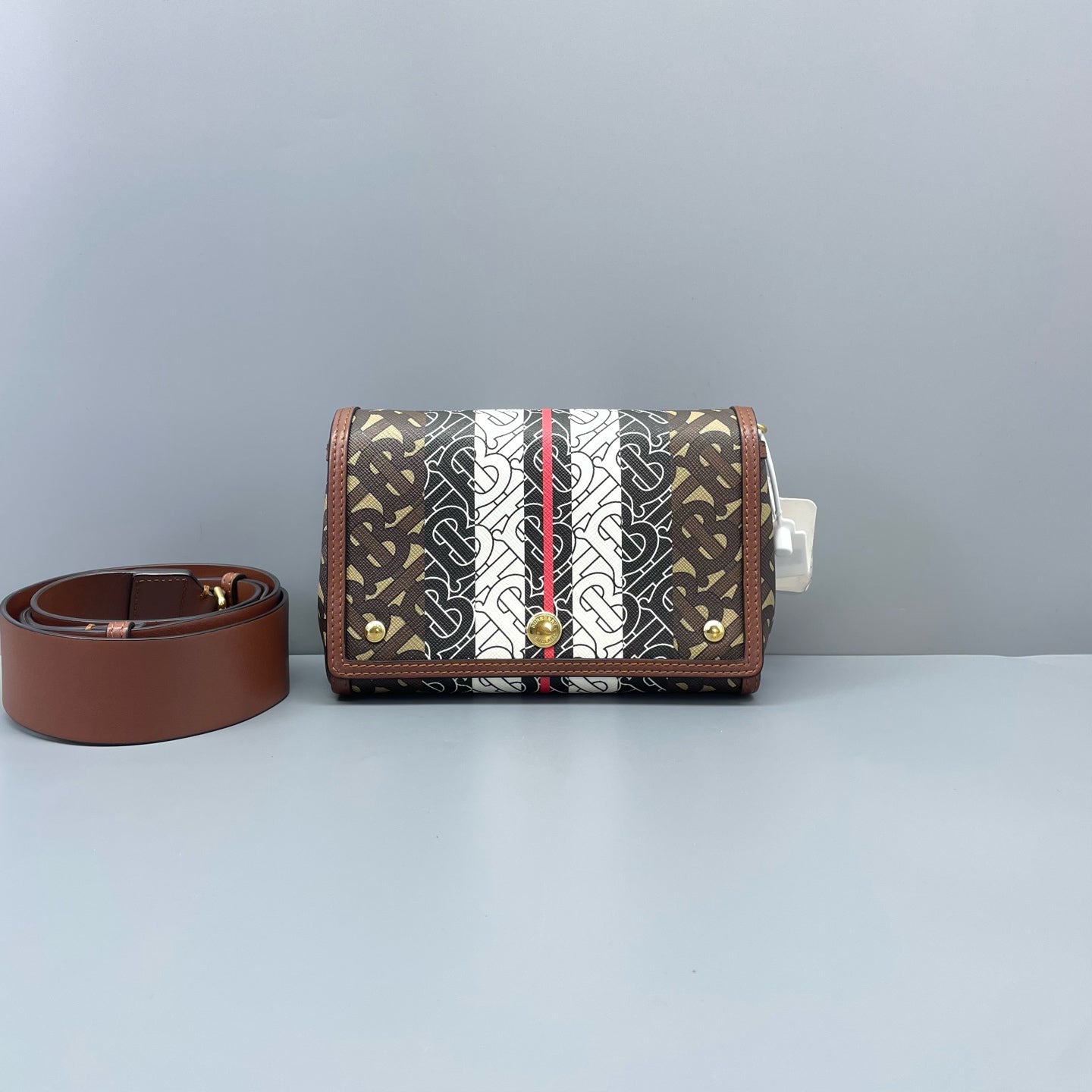 Burberry - TB Monogram Flap Shoulder Bag - Coated Canvas with Leather trim - Multicolour - (small)