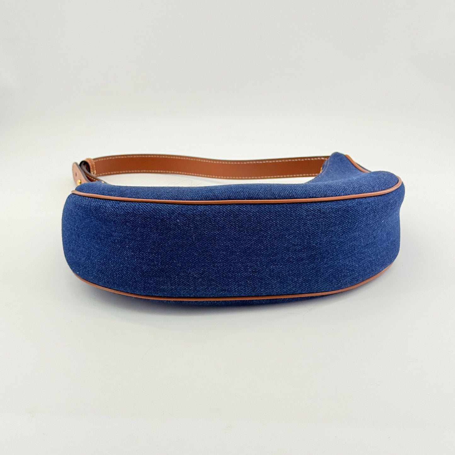 Celine - Denim Crescent Shoulder Bag - Denim and Leather - Blue - (small)