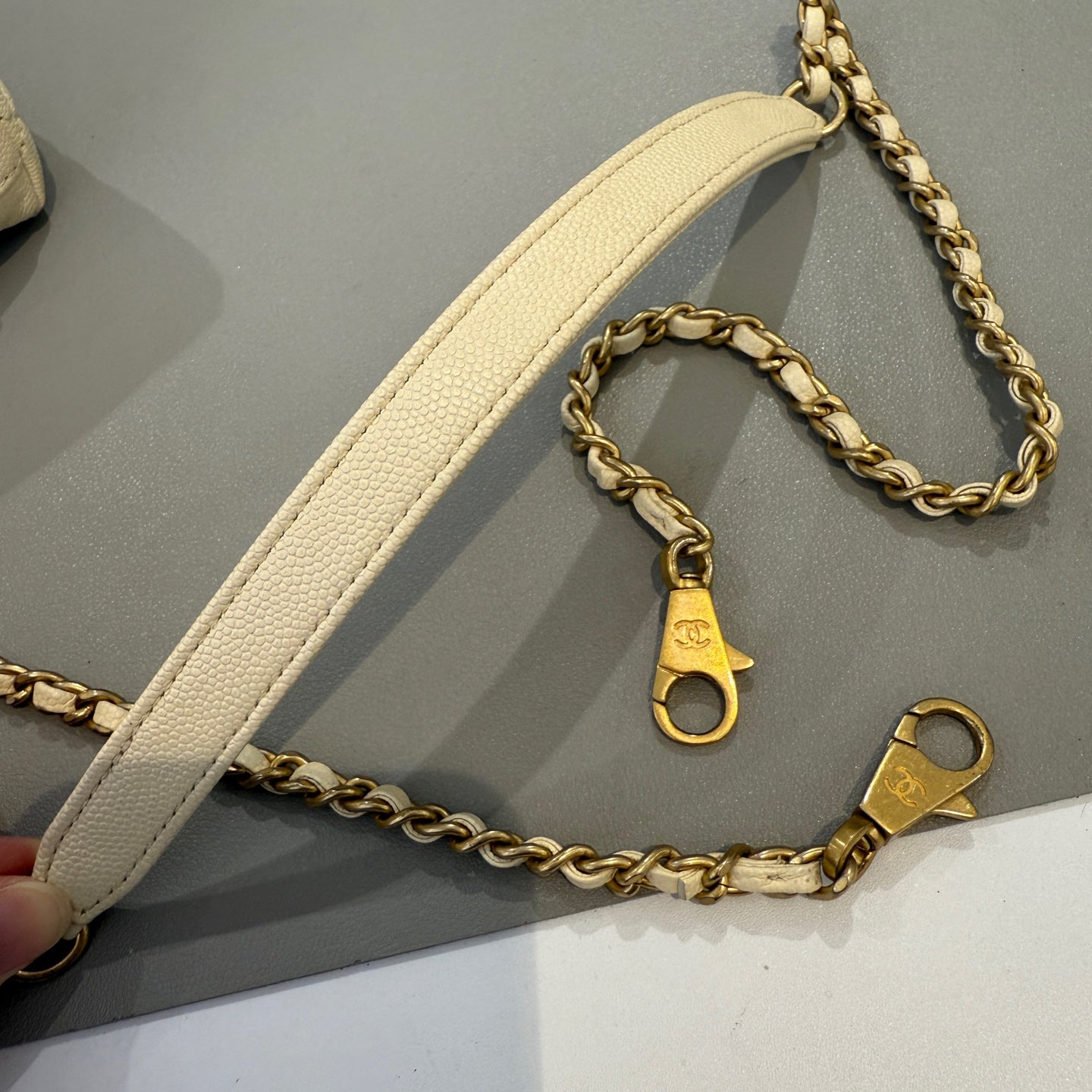Chanel - Coco Handle - Caviar leather with exotic snakeskin handle - White - (Small)