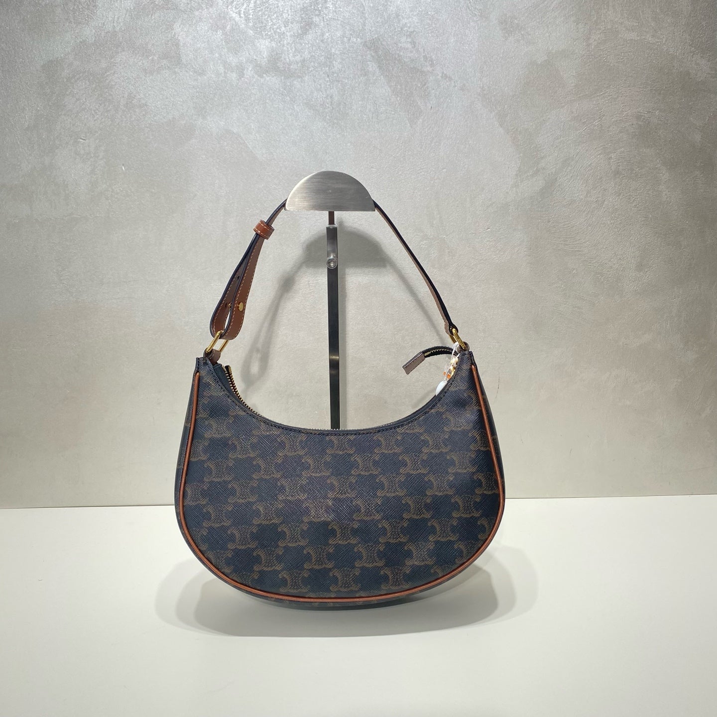 Celine - Triomphe Moon Bag - Coated canvas and Leather - Brown - (small)
