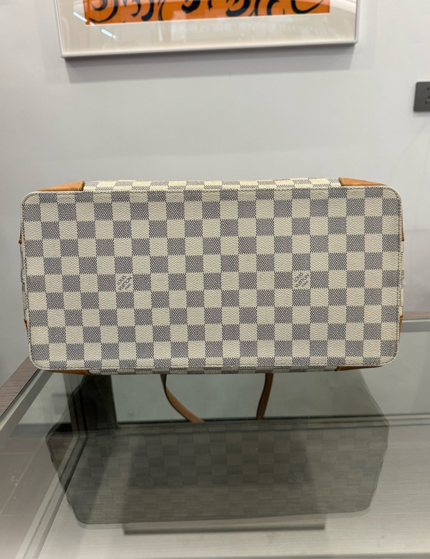 Louis Vuitton - Damier Azur Tote Bag - Damier Azur canvas with natural cowhide leather trim - White - (large)