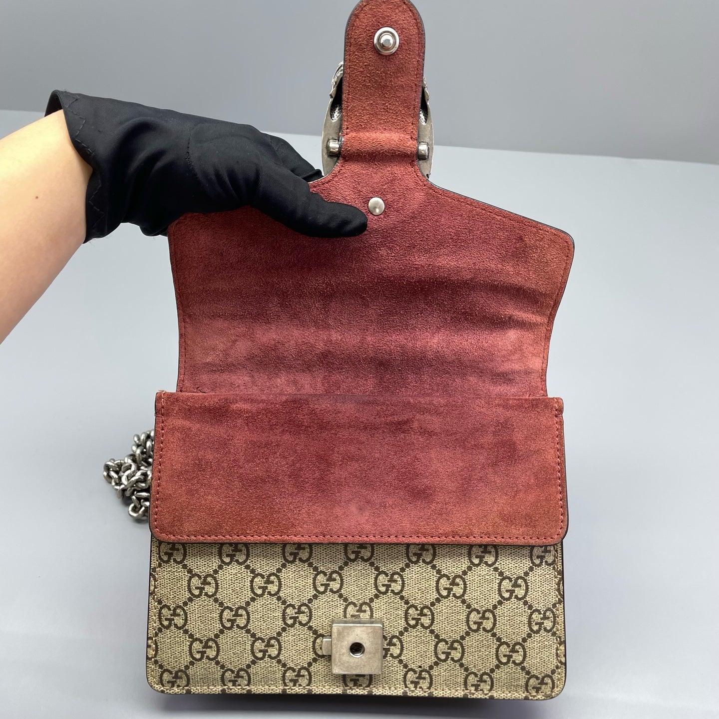 Gucci - Dionysus Floral Small Chain Bag - GG Supreme canvas, Suede, Leather trim - Multicolour, Beige, Burgundy - (small)