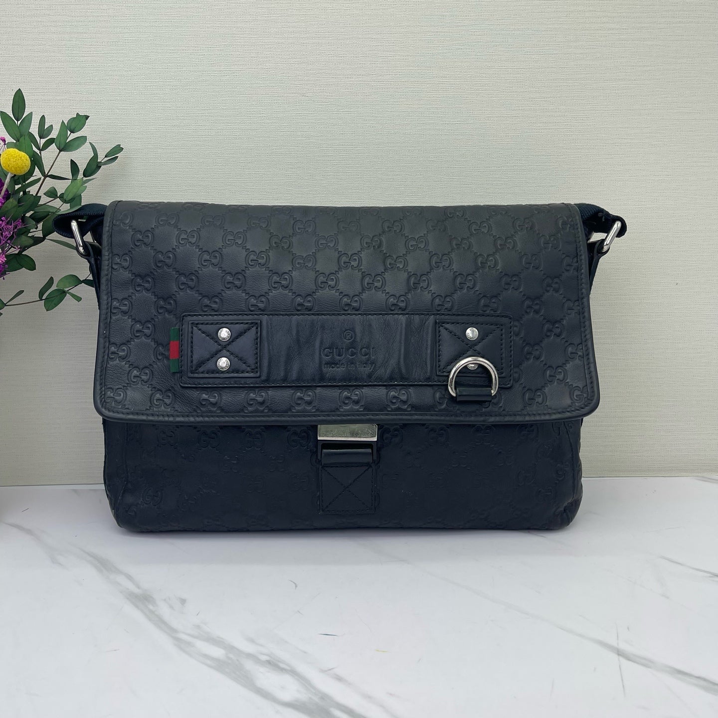 Gucci - Guccissima Briefcase / Messenger Bag - Leather - Black - (medium)