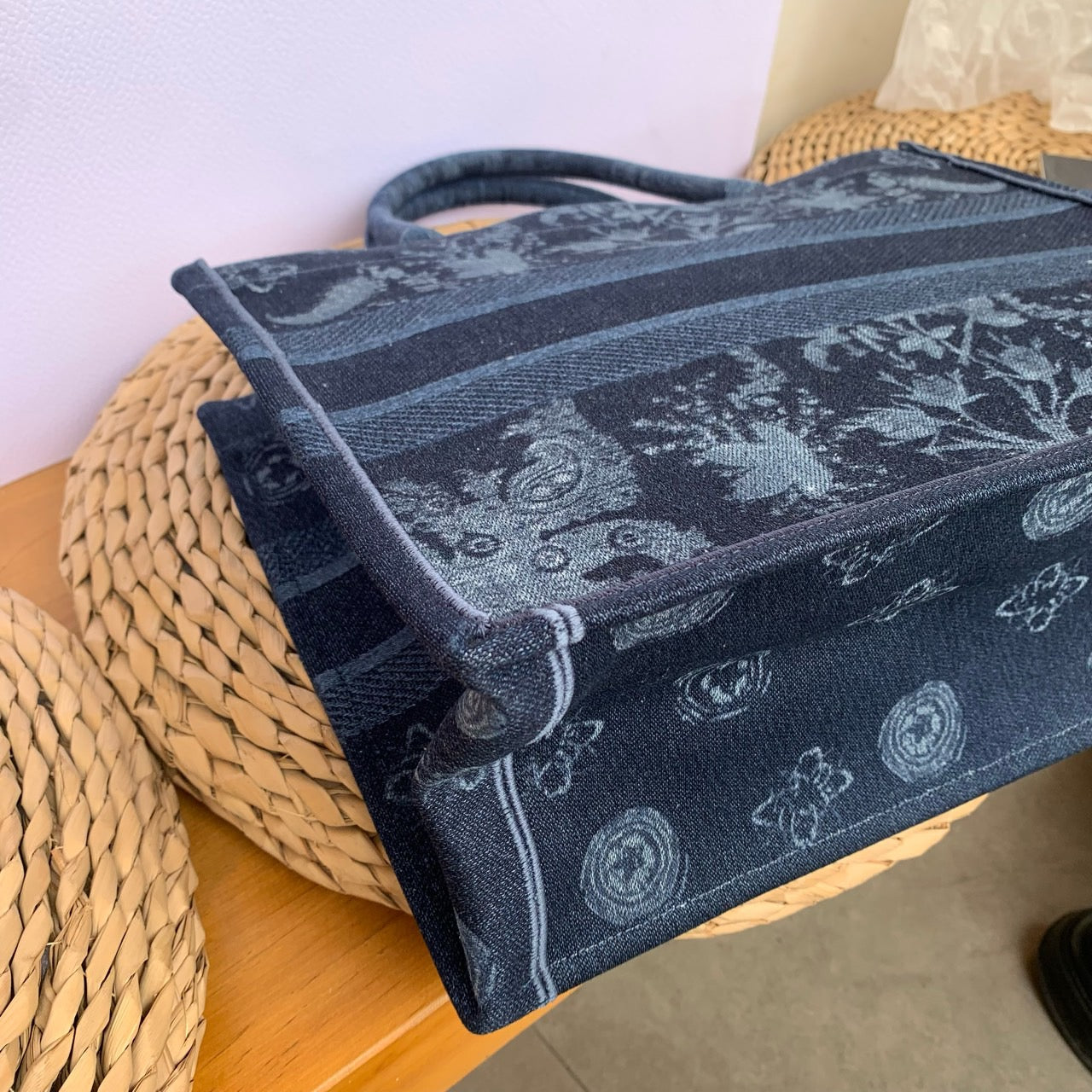 Dior - Book Tote - Denim with embroidery - Blue - (Medium)