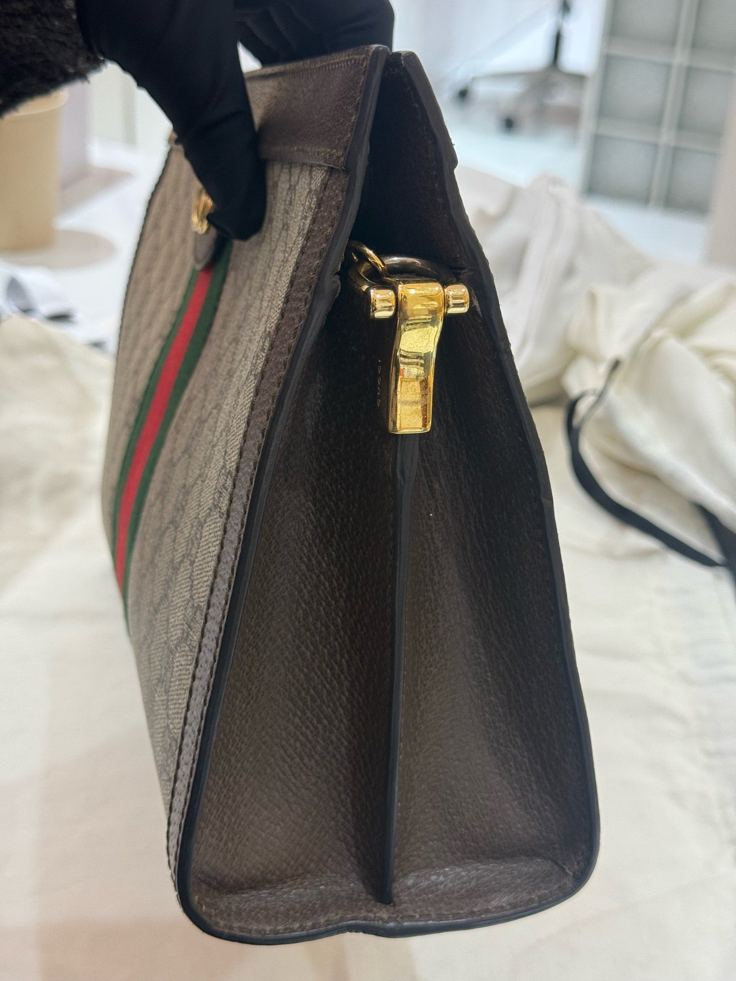 Gucci - Ophidia Large Clutch Bag - GG Supreme canvas with leather trim - Beige - (large)