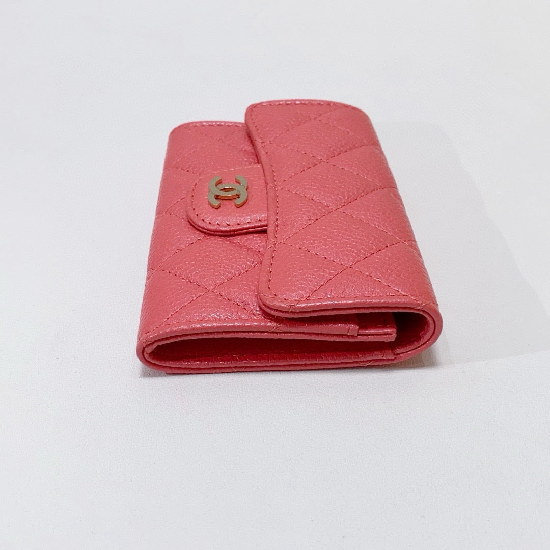 Chanel - Classic Quilted Card Holder & Coin Purse - Grained Calfskin Leather - Pink - (mini)