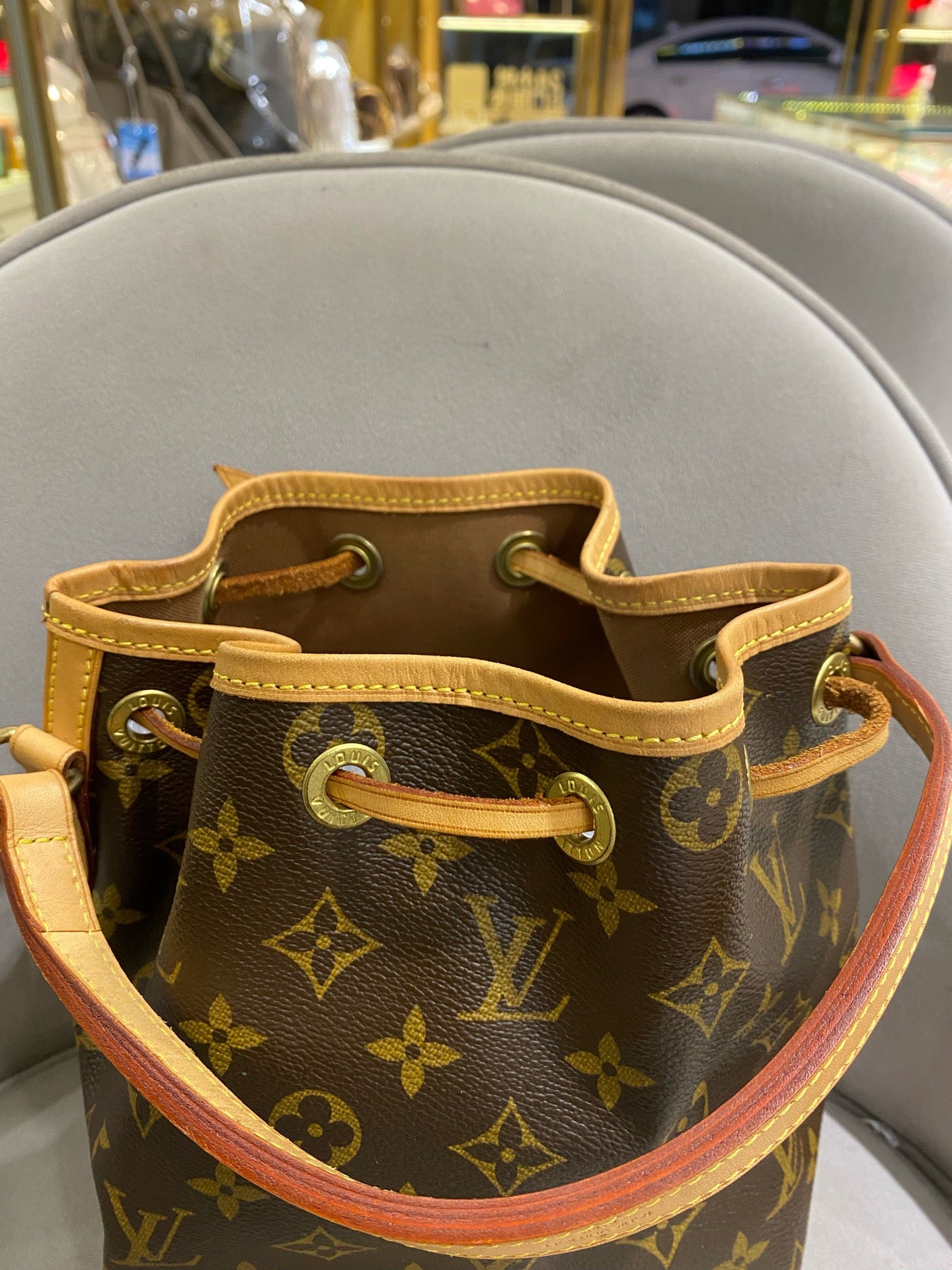 Louis Vuitton - Mini Noé - Monogram coated canvas with natural cowhide leather (Vachetta) trim - Brown - (mini)