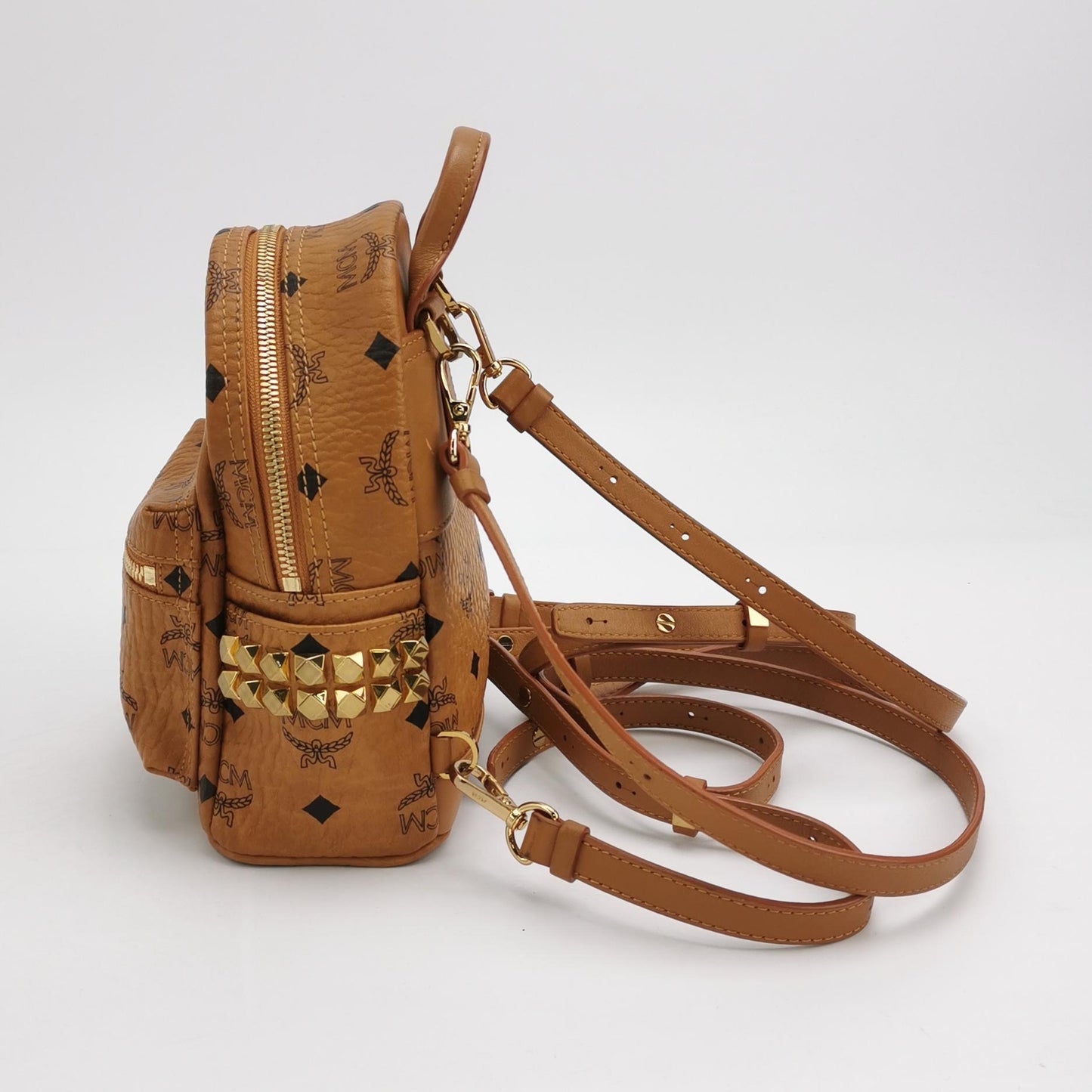 MCM - Visetos Stark Mini Backpack - Visetos coated canvas with leather trim - Brown - (mini)