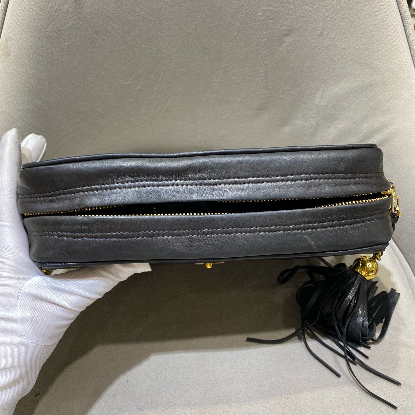 Chanel - Vintage Tassel Camera Bag - Lambskin leather - Black - (Small)