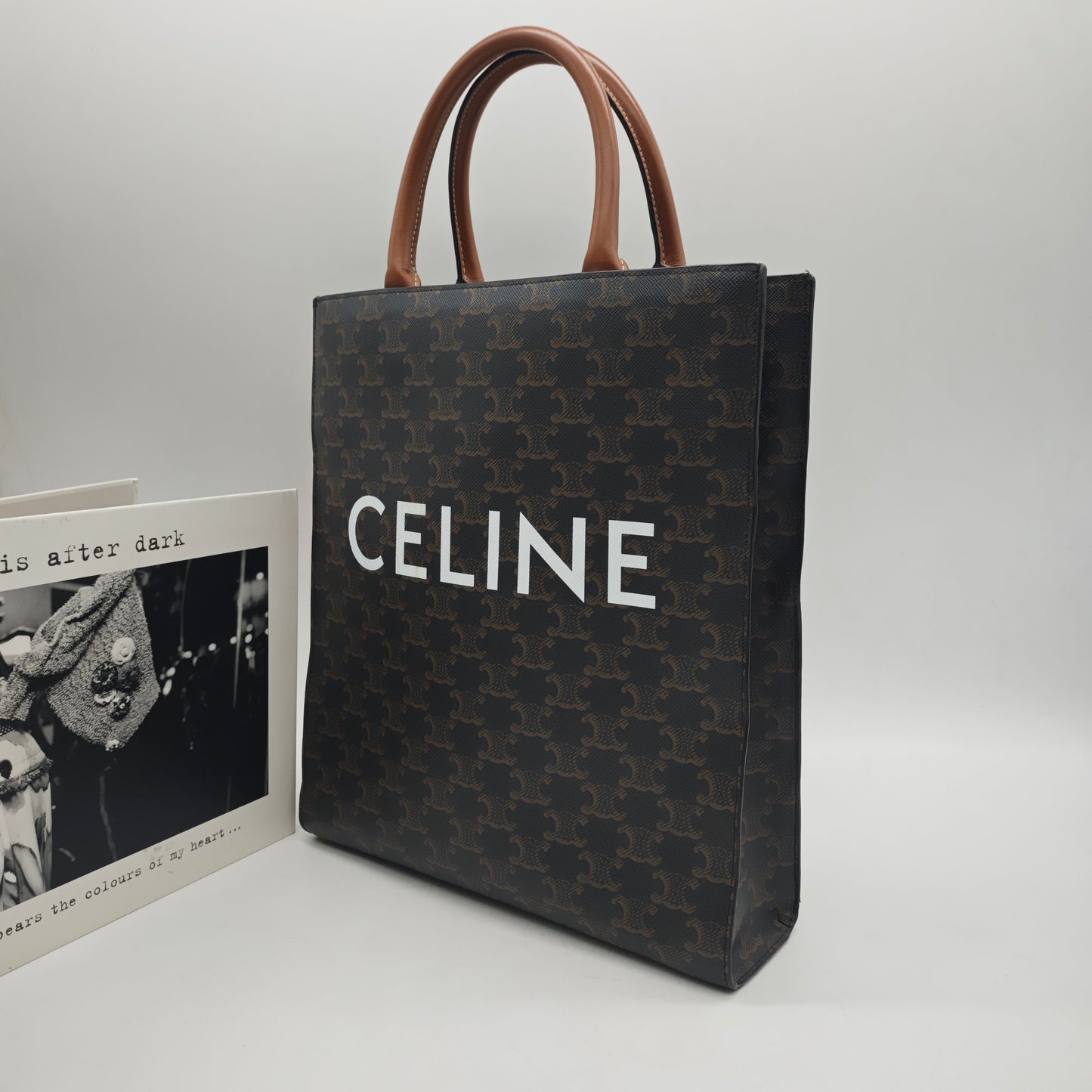 Celine - Triomphe Vertical Cabas Tote - Coated Canvas and Leather - Brown - (medium)