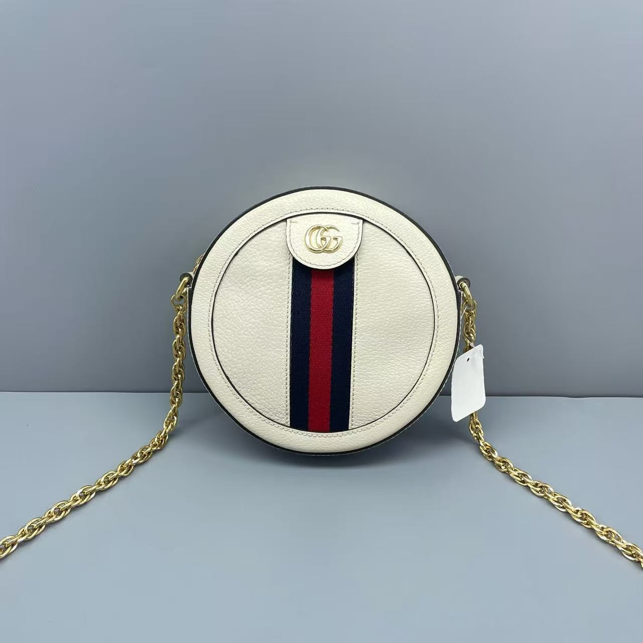 Gucci - Ophidia Round Mini Bag - Grained leather - White - (mini)