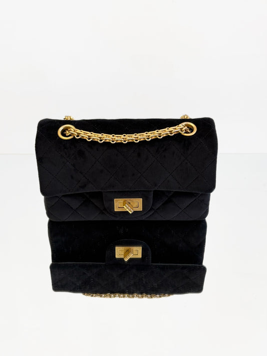 Chanel - 2.55 Mini Flap Bag - Velvet - Black - (mini)