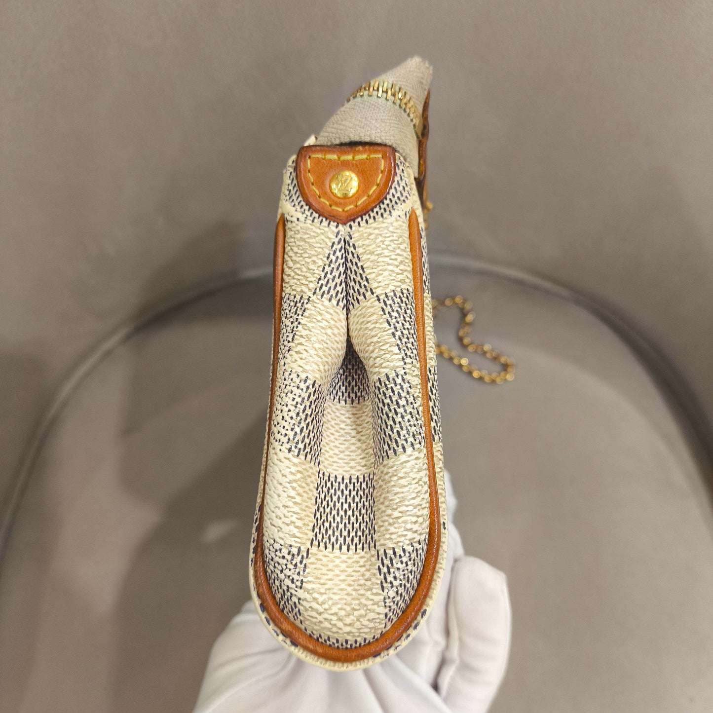 Louis Vuitton - Eva Clutch - Damier Azur coated canvas with Vachetta leather trim - White - (mini)