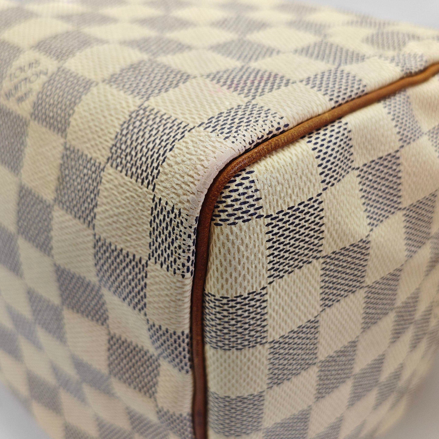 Louis Vuitton - Speedy 30 - Damier Azur coated canvas with natural cowhide leather trim - White - (Medium)