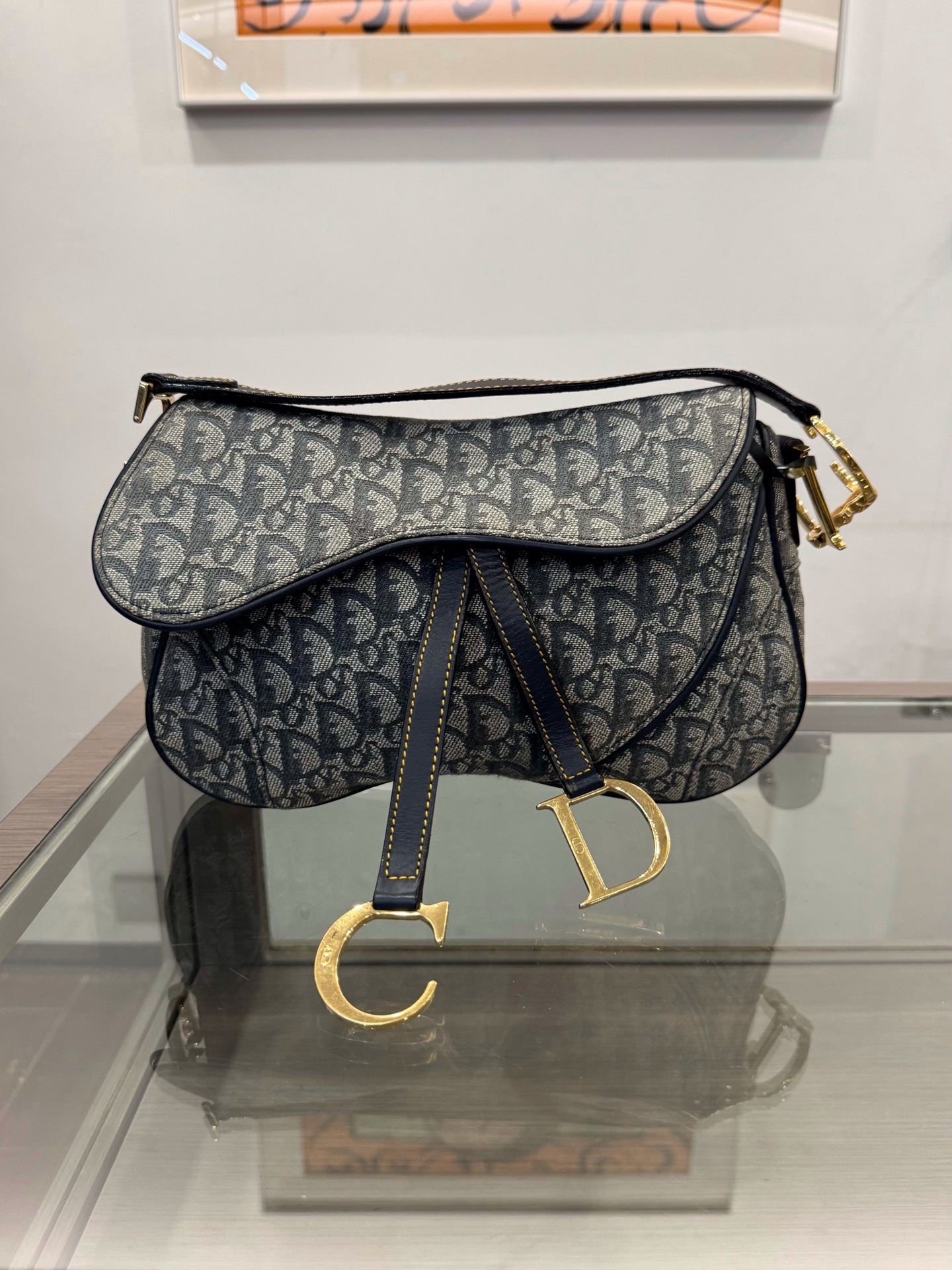 Dior - Saddle Bag - Dior Oblique canvas with leather trim - Grey - (medium)