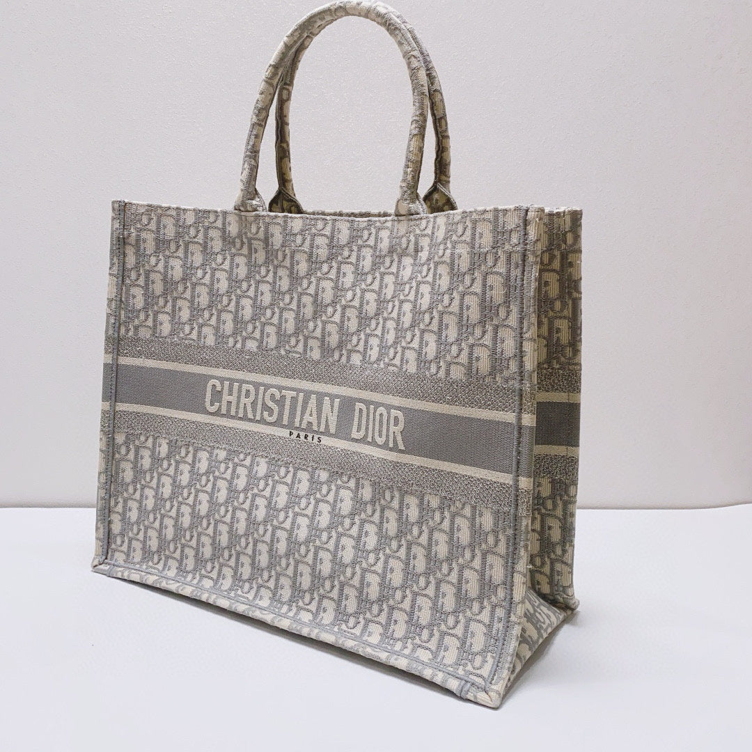 Dior - Book Tote - Jacquard canvas - Grey - (Large)