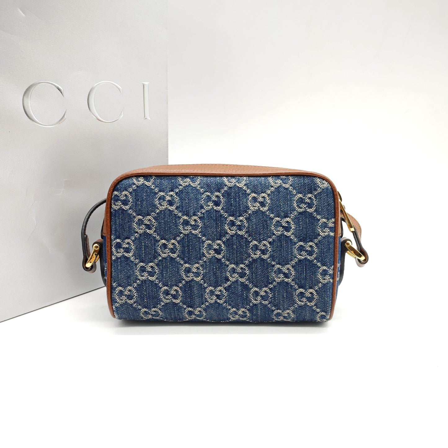 Gucci - Denim Camera Bag - Denim and Leather - Blue and Brown - (small)
