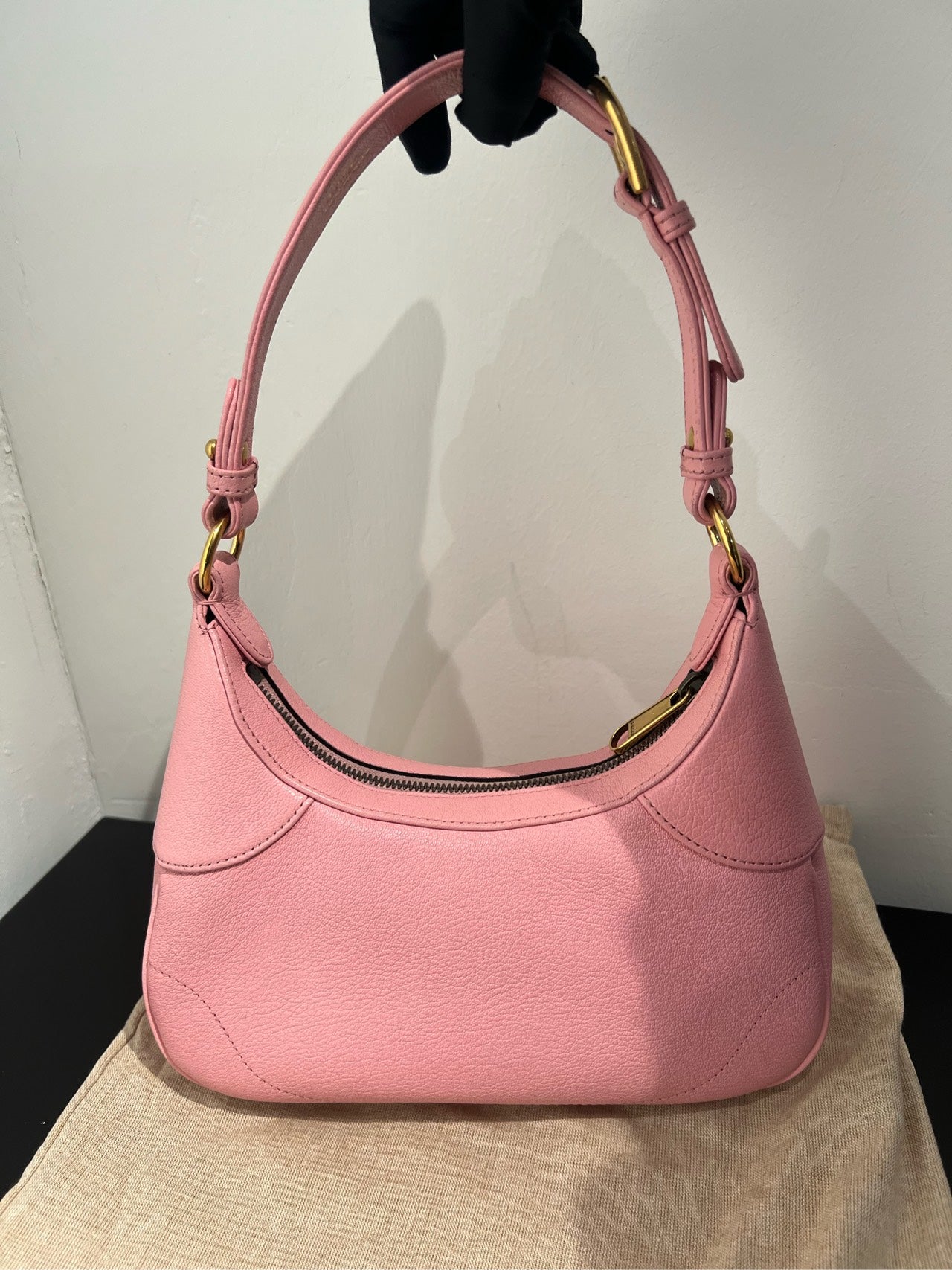 Gucci - Aphrodite Small Hobo Bag with Double G - Grained leather - Pink - (small)