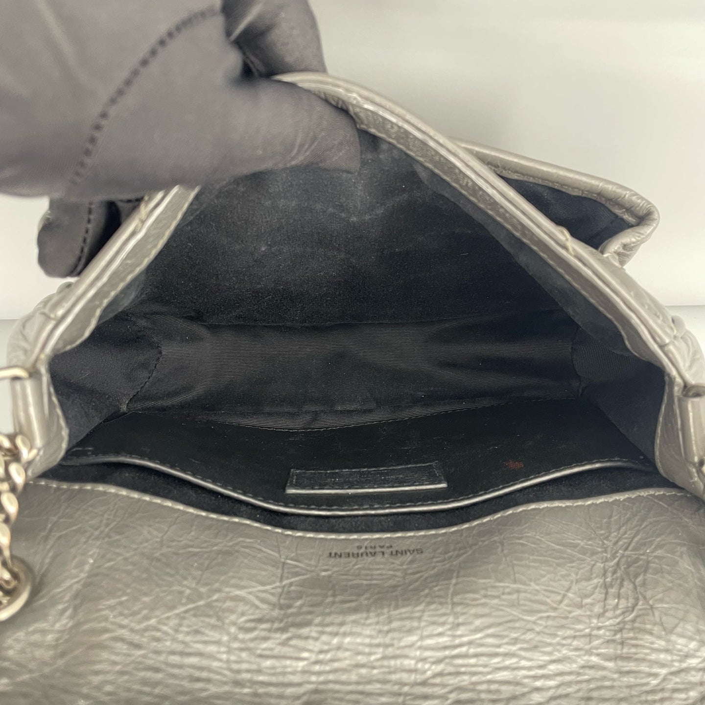 Saint Laurent - Niki Baby - Crinkled vintage leather - Grey - (Small)