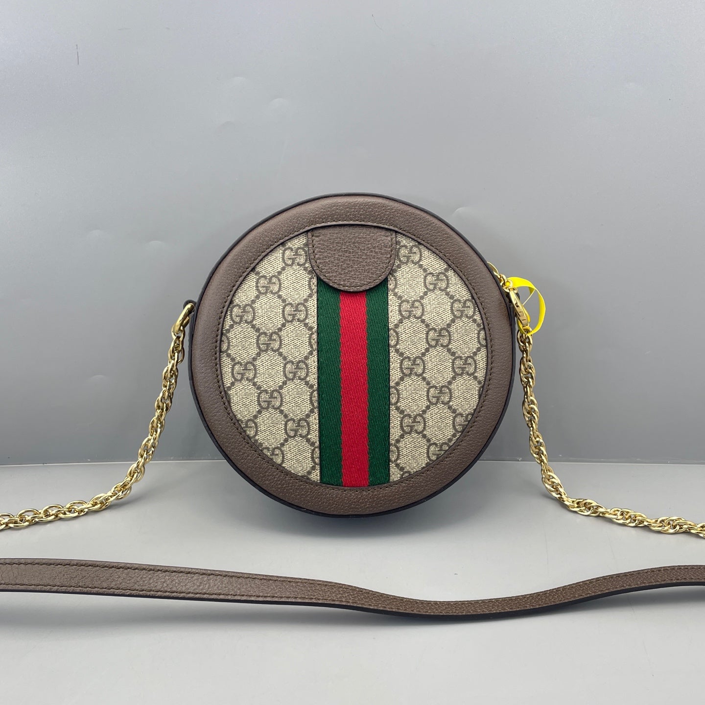 Gucci - Ophidia Round Mini Bag - GG Supreme canvas with leather trim - Brown - (mini)