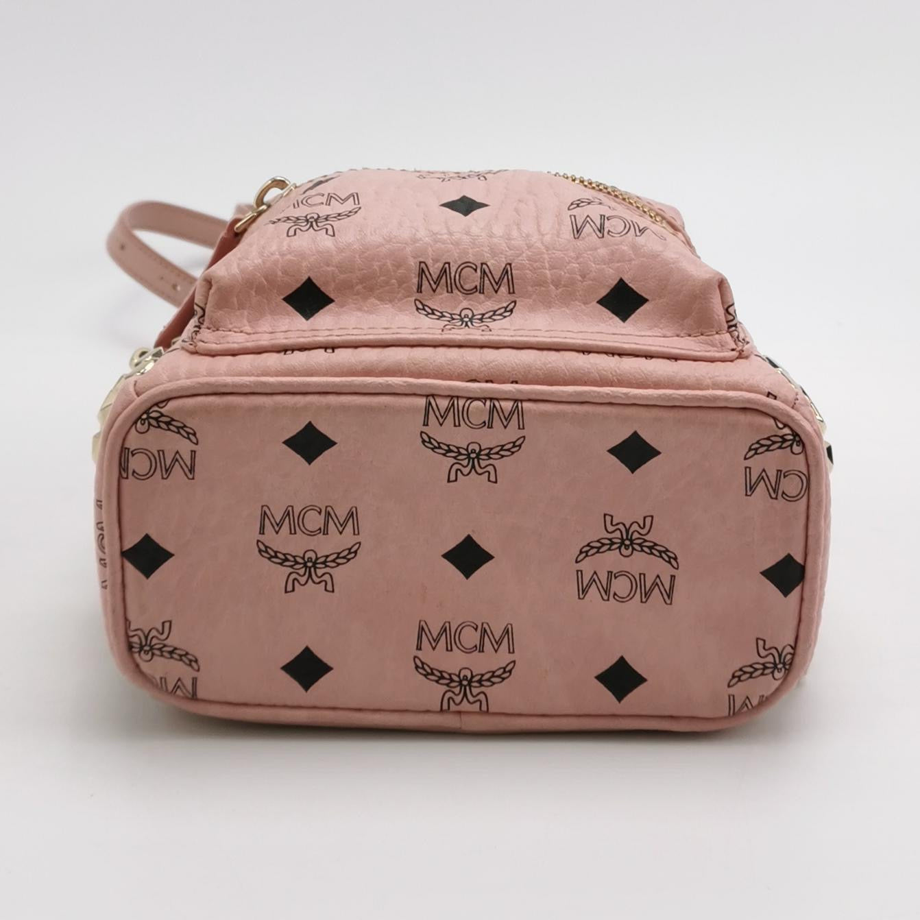 MCM - Stark Mini Backpack - Coated canvas and leather - Pink - (mini)
