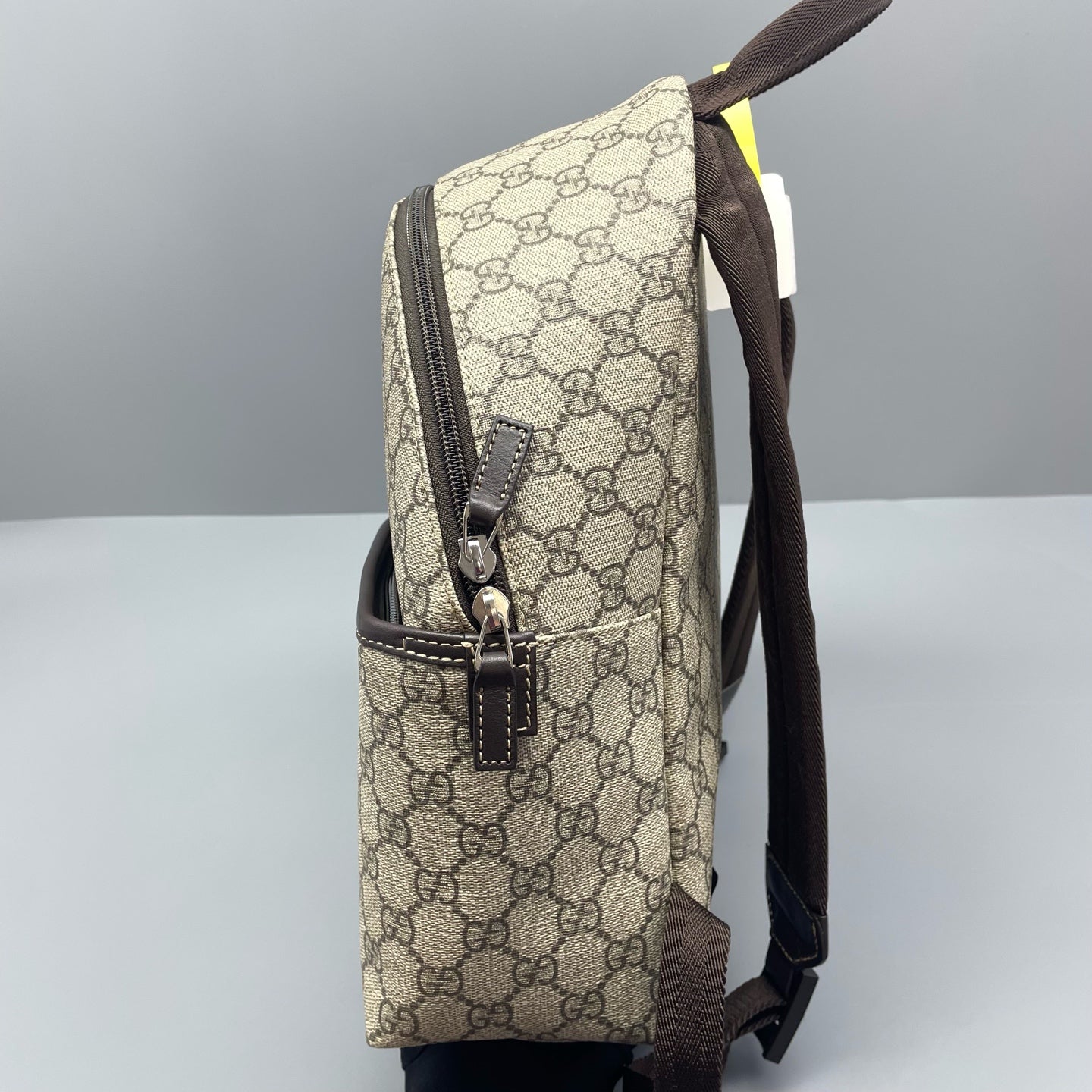 Gucci - GG Supreme Small Backpack - Coated canvas with leather trim and textile straps - Beige - (Small)